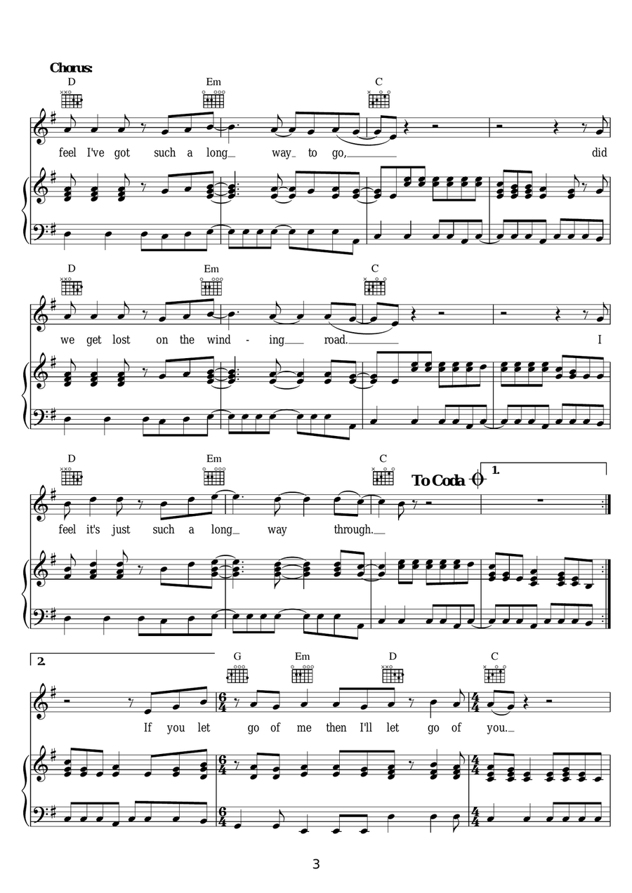 Long Way To Go Long Way To Go Piano, Vocal scores gallery preview page 3