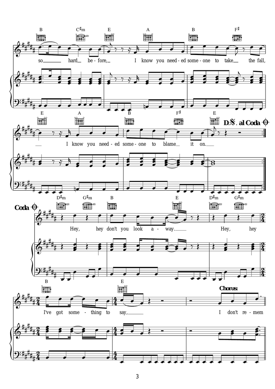 I Don't Remember I Don't Remember Piano, Vocal scores gallery preview page 3