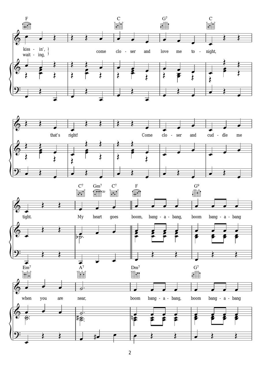 Boom Bang A Bang Boom Bang A Bang Piano, Vocal scores gallery preview page 2