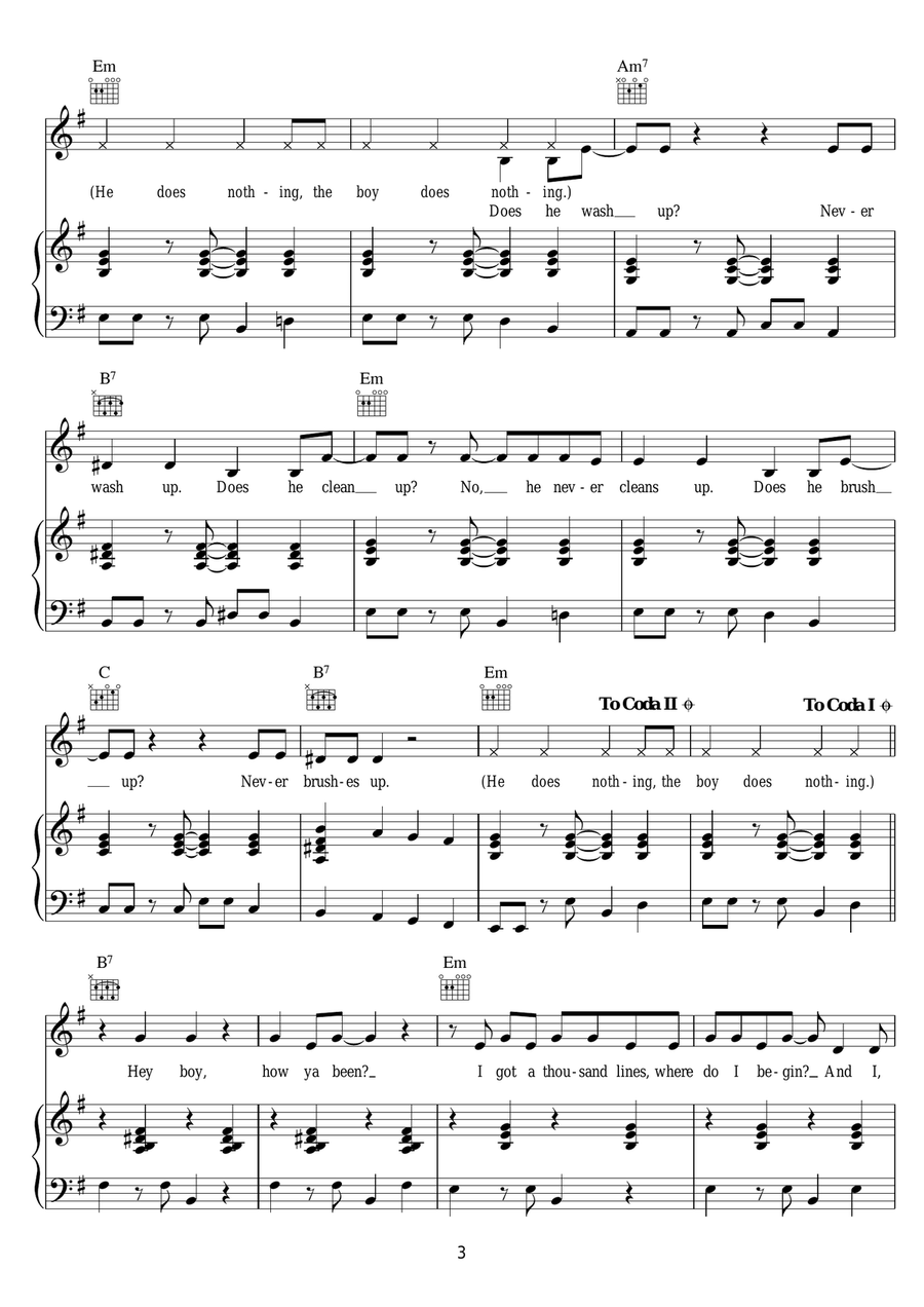 The Boy Does Nothing The Boy Does Nothing Piano, Vocal scores gallery preview page 3