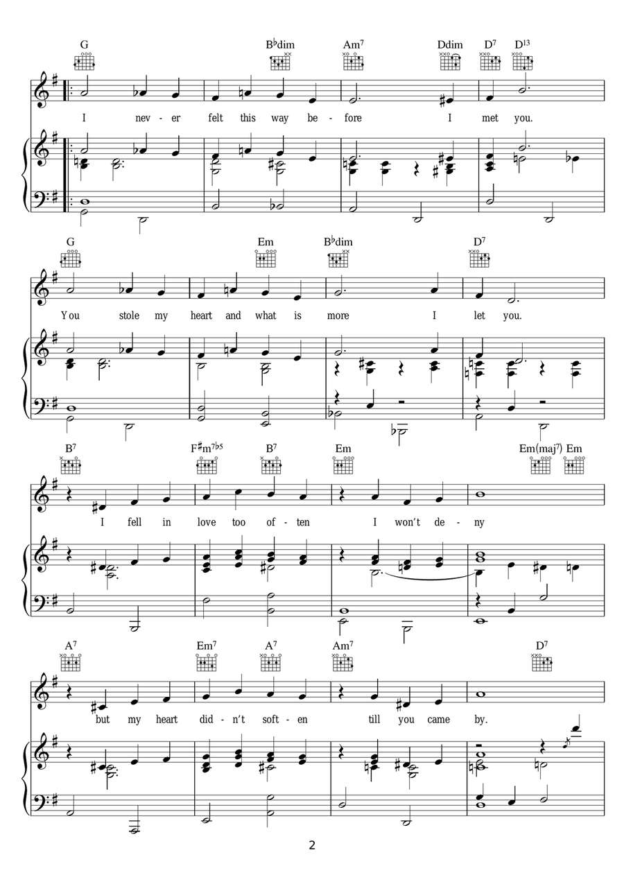 I Never Felt This Way Before Piano, Vocal scores gallery preview page 2