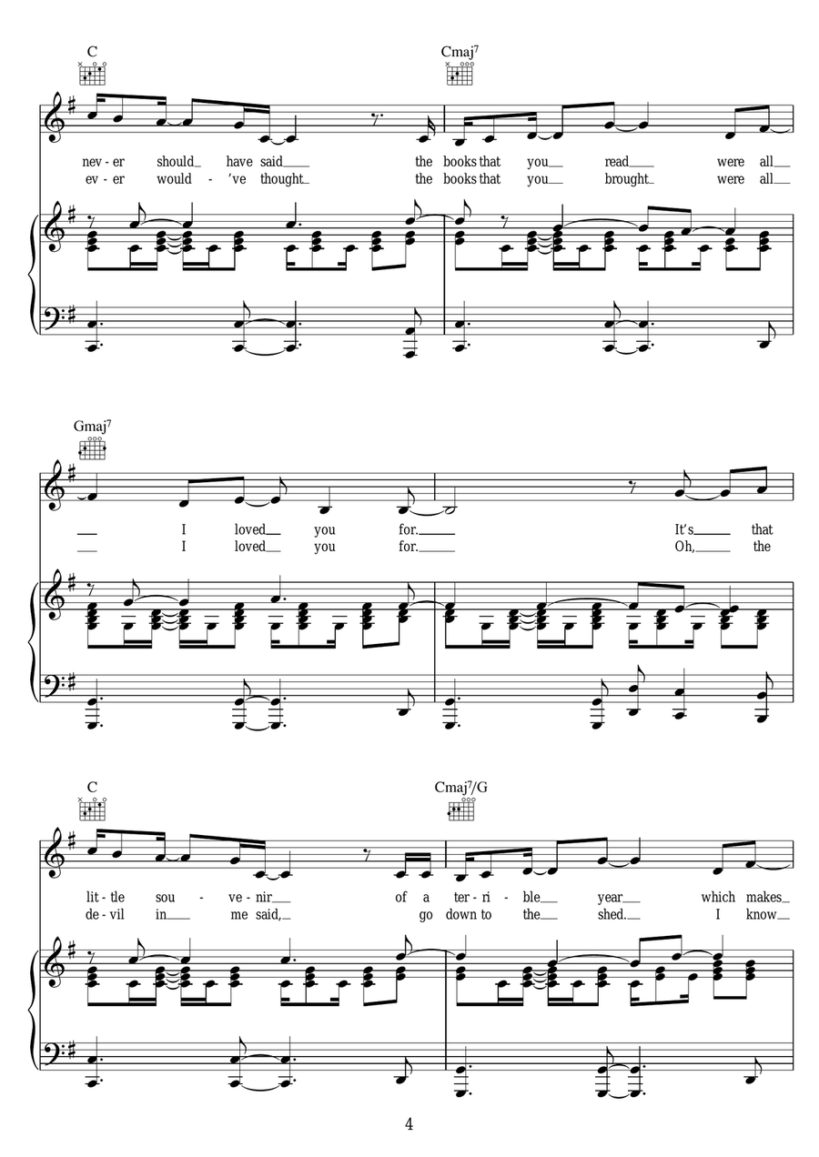Here's Where The Story Ends Piano, Vocal scores gallery preview page 4
