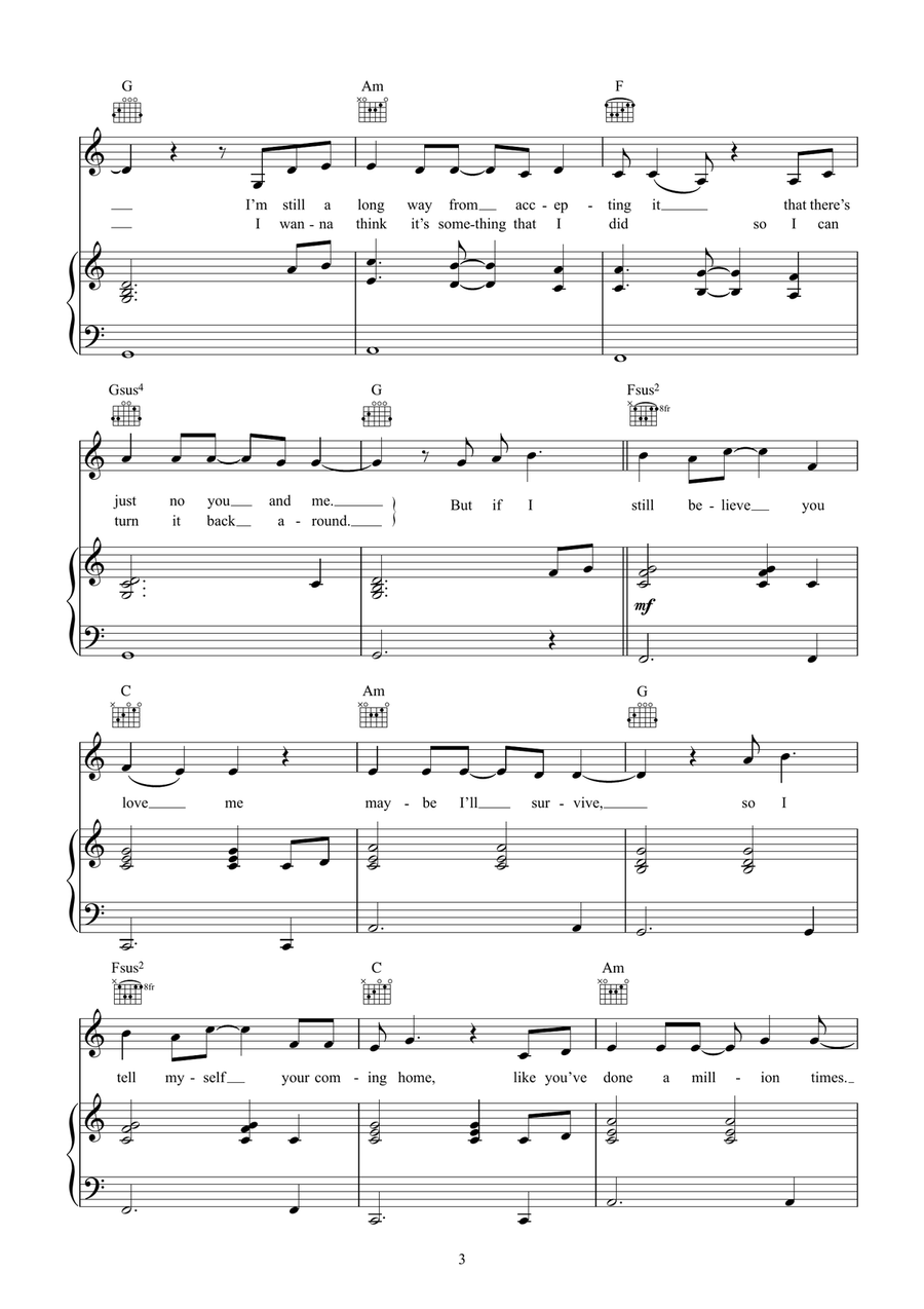 I Can't Break It To My Heart Piano, Vocal scores gallery preview page 3