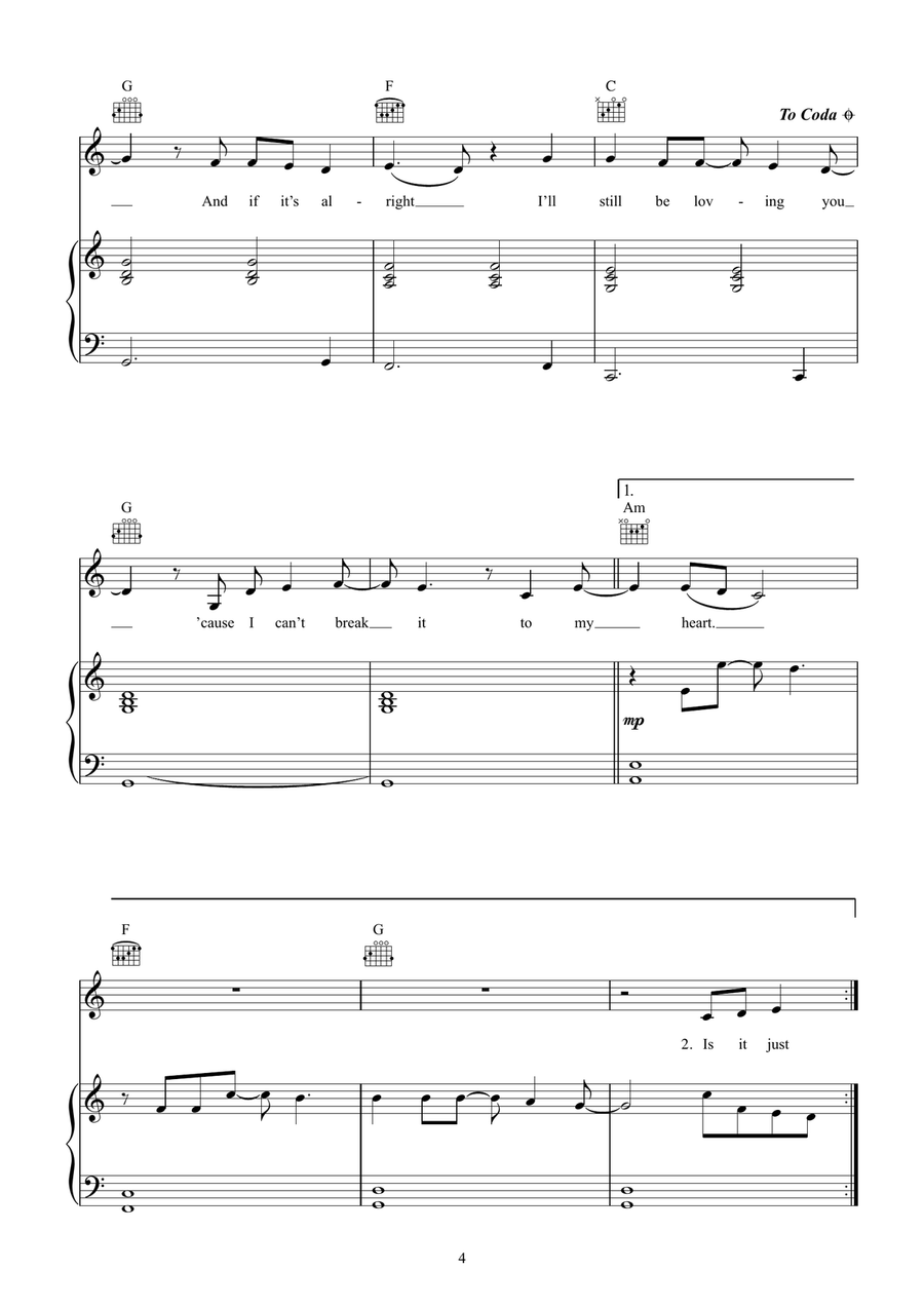 I Can't Break It To My Heart Piano, Vocal scores gallery preview page 4