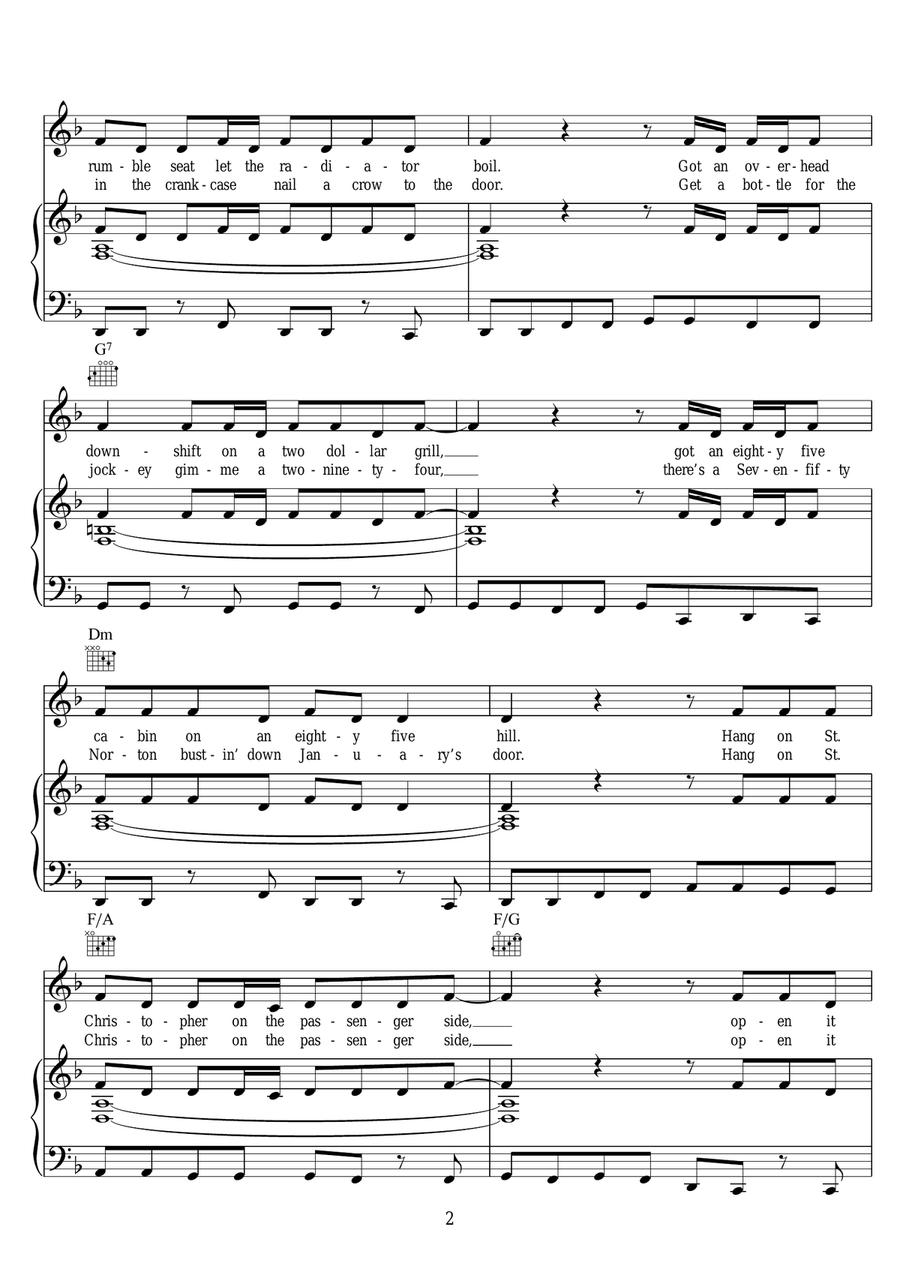 Hang On St. Christopher Piano, Vocal scores gallery preview page 2