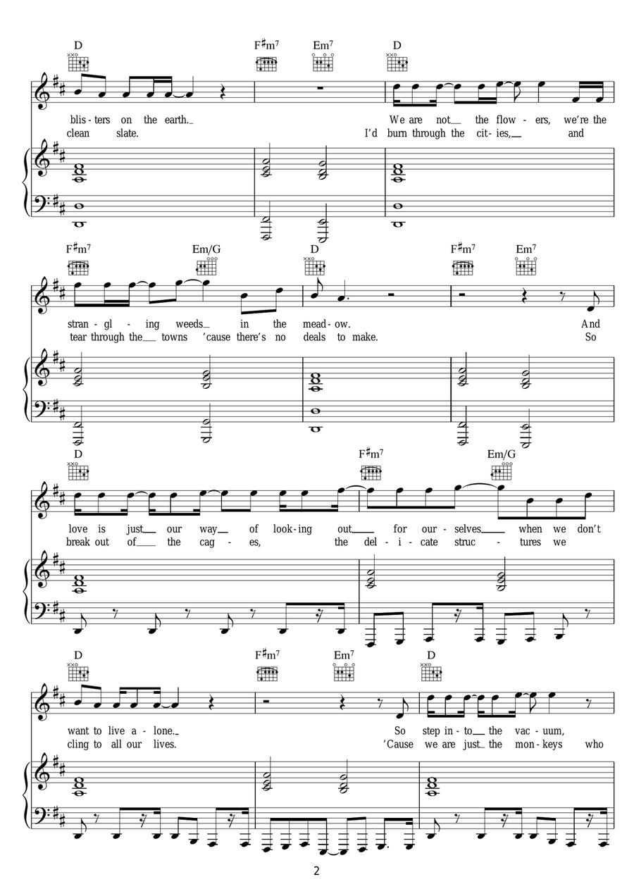 Pretend That You're Alone Piano, Vocal scores gallery preview page 2