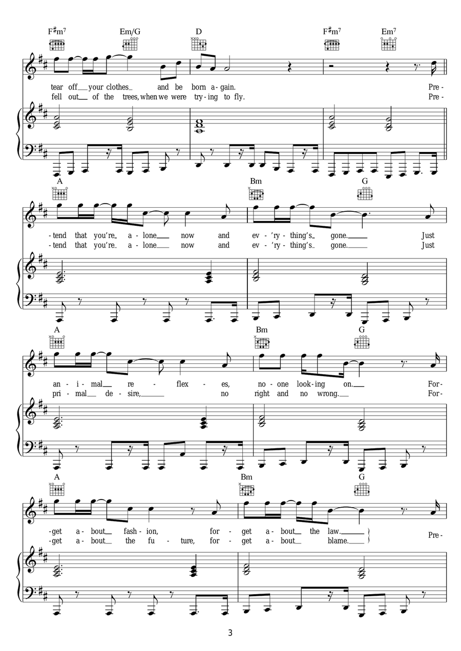 Pretend That You're Alone Piano, Vocal scores gallery preview page 3