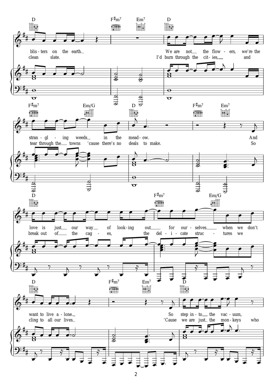 Pretend That You're Alone Piano, Vocal scores gallery preview page 2
