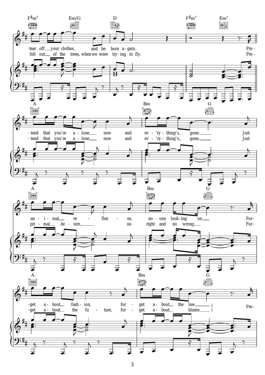 Pretend That You're Alone Piano, Vocal scores gallery preview page 3