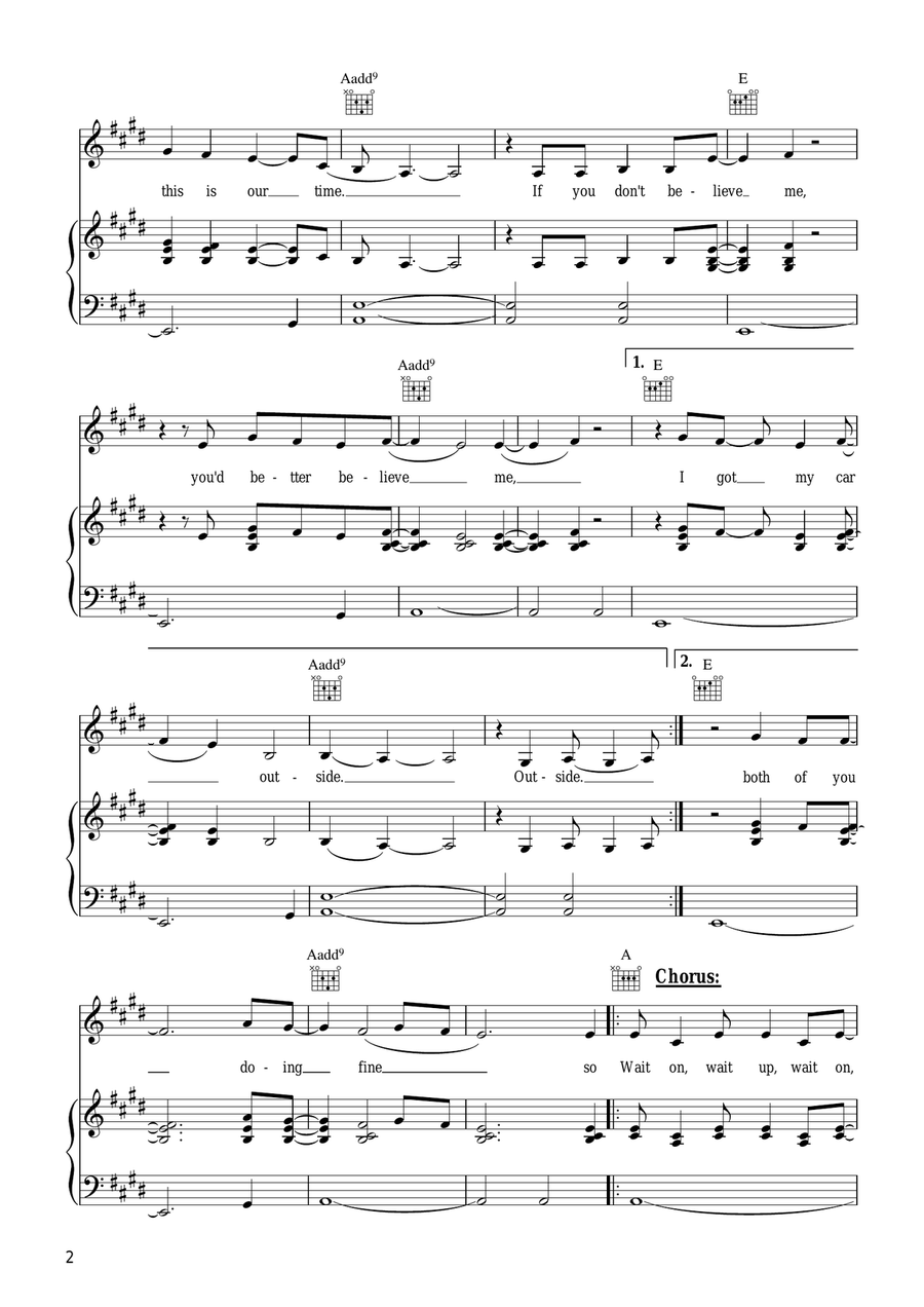 Wait On Wait On Piano, Vocal scores gallery preview page 2