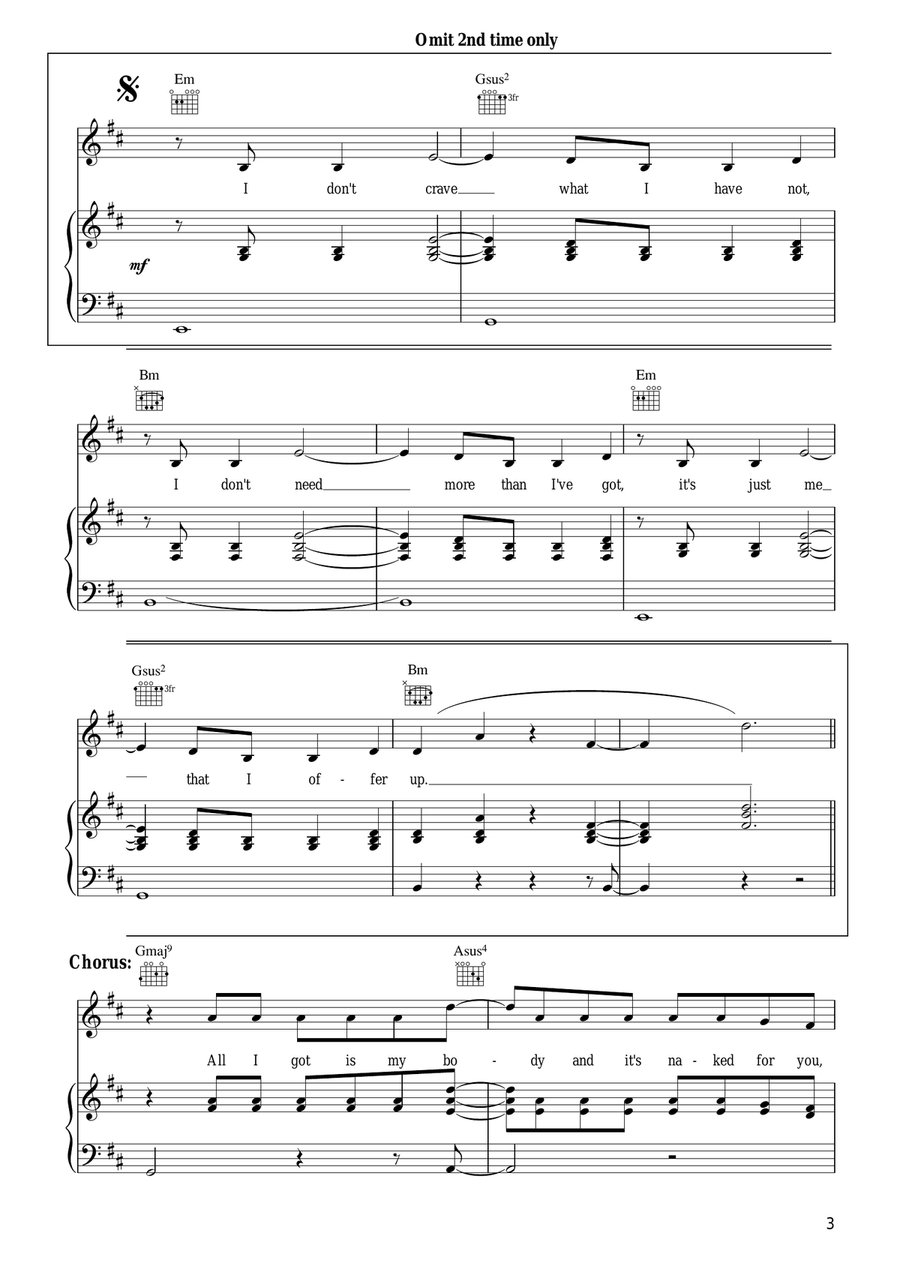 Possessionless Possessionless Piano, Vocal scores gallery preview page 3