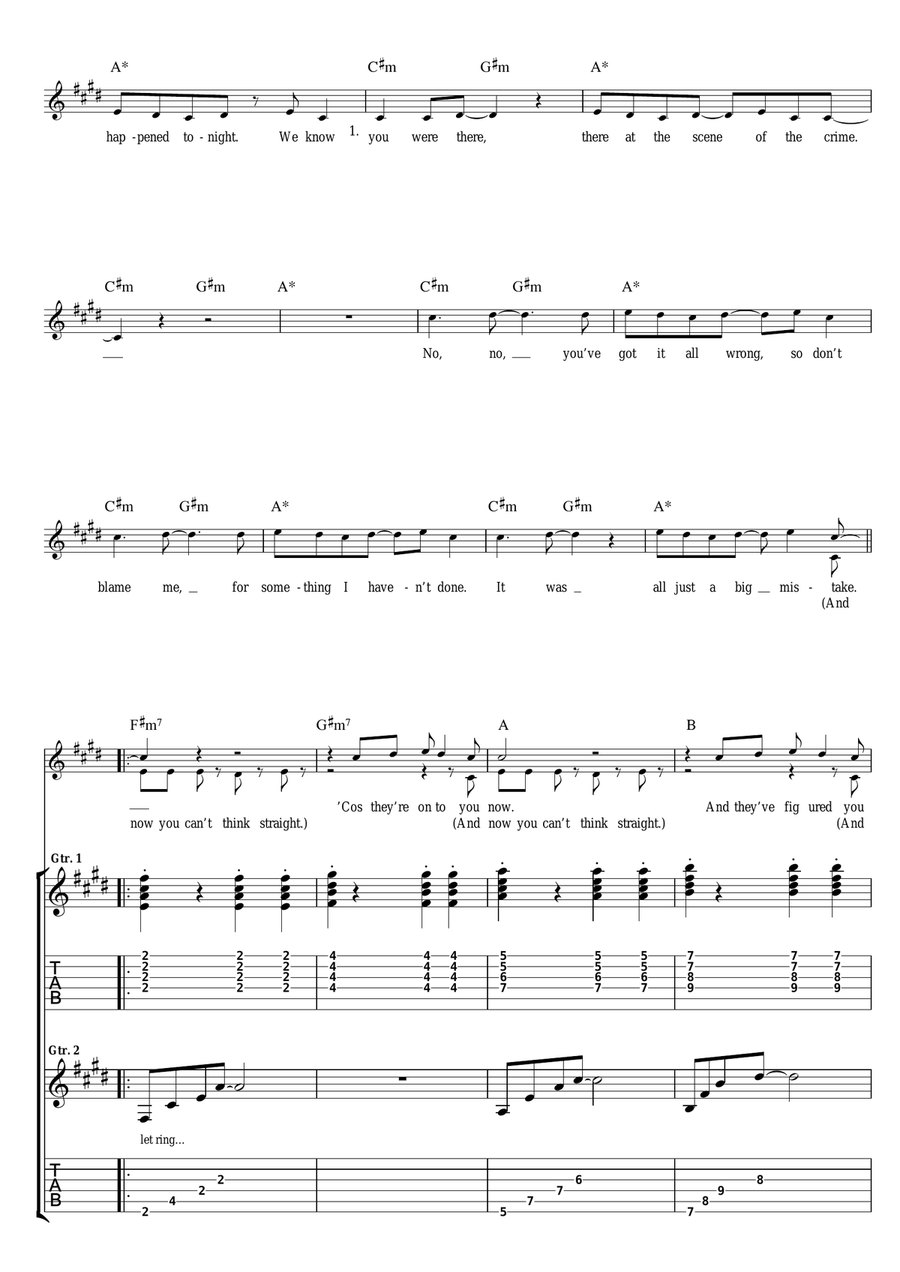 One Step Behind Electric Guitar scores gallery preview page 2