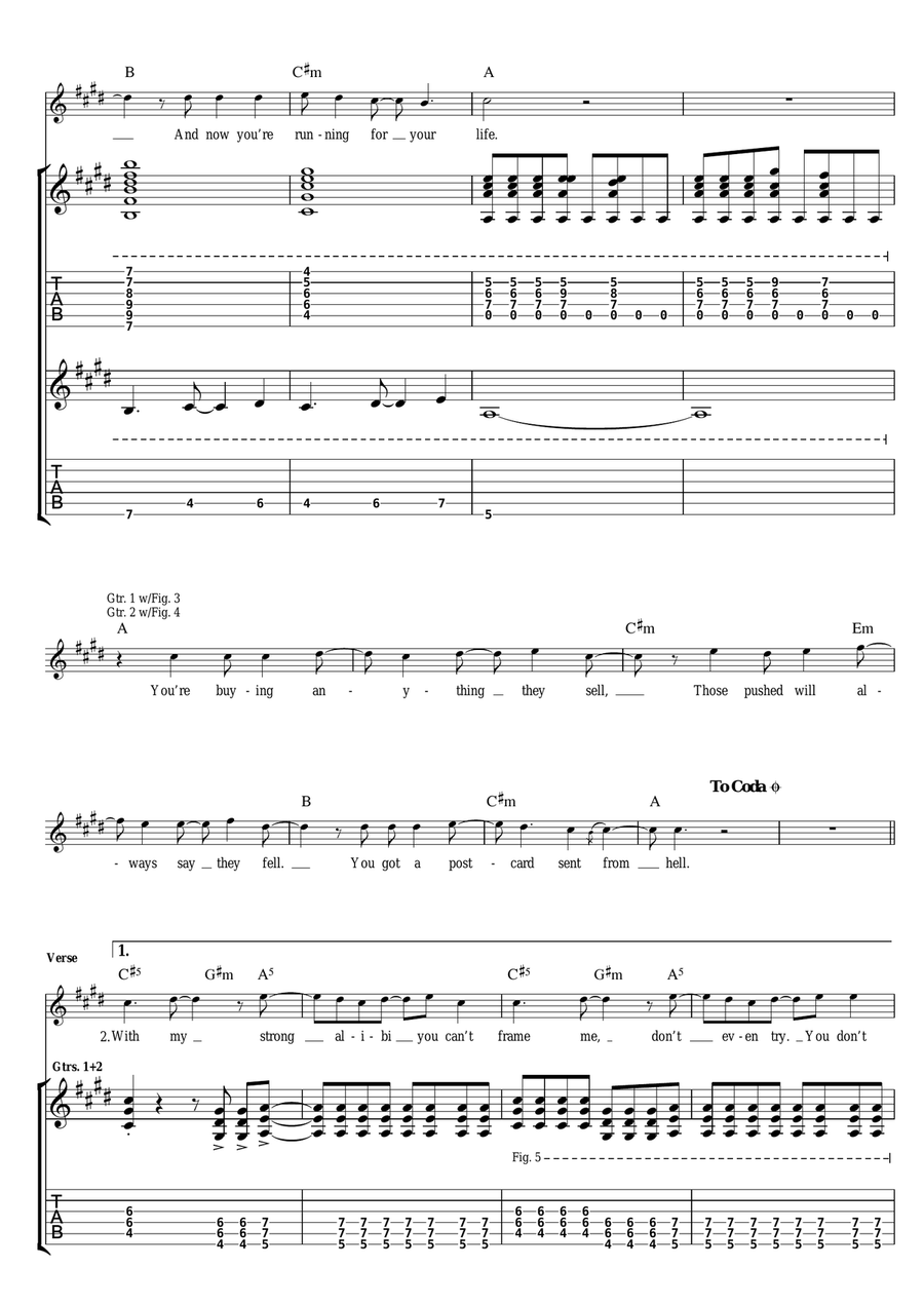 One Step Behind Electric Guitar scores gallery preview page 4