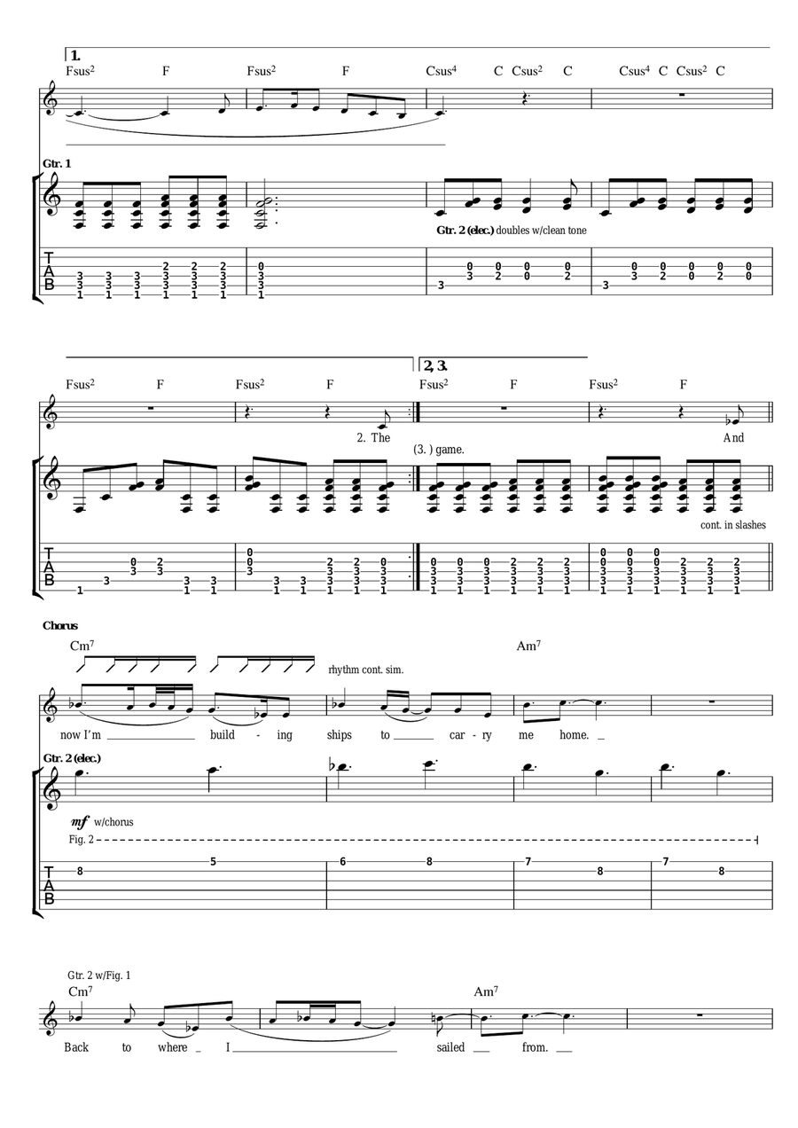 Building Ships Guitar Tablature scores gallery preview page 2