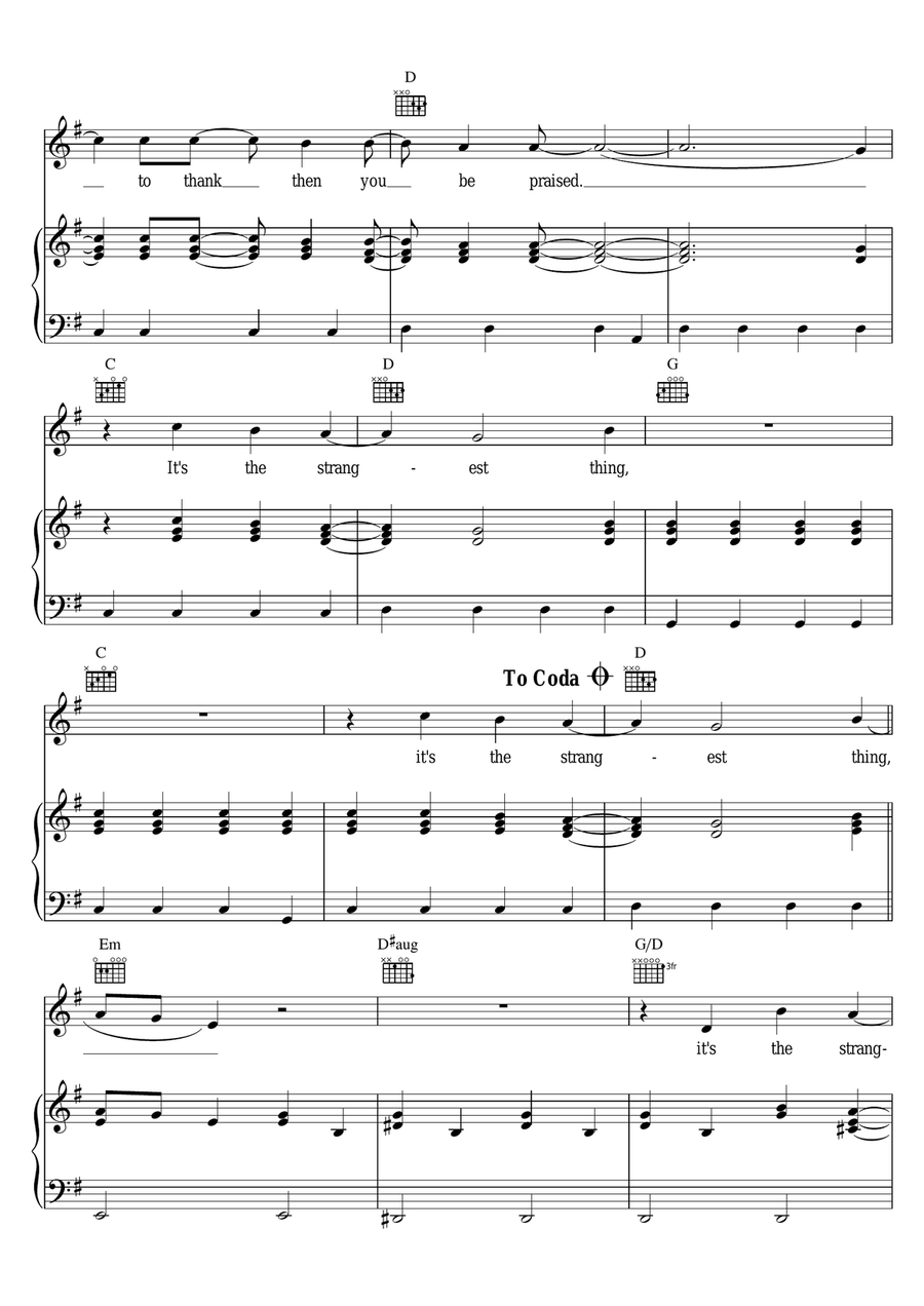 The Strangest Thing The Strangest Thing Piano, Vocal scores gallery preview page 4