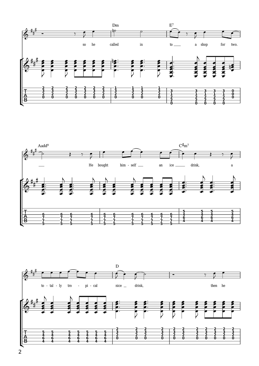 T-Shirt Suntan T-Shirt Suntan Guitar Tablature scores gallery preview page 2