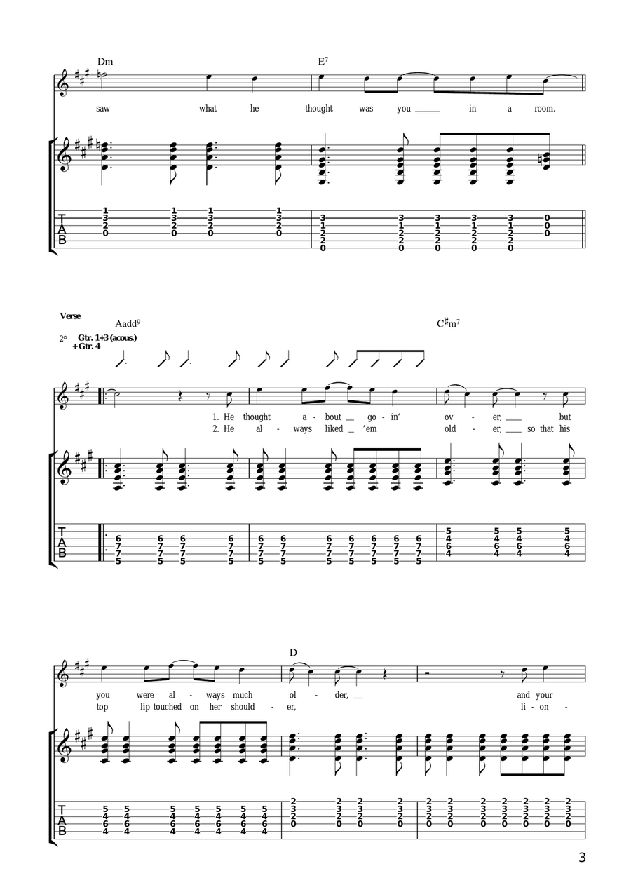 T-Shirt Suntan T-Shirt Suntan Guitar Tablature scores gallery preview page 3