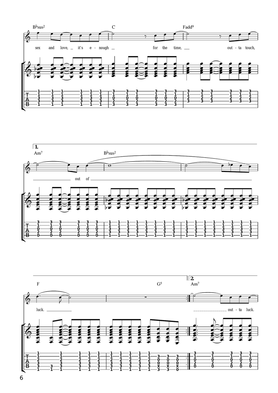 T-Shirt Suntan T-Shirt Suntan Guitar Tablature scores gallery preview page 6