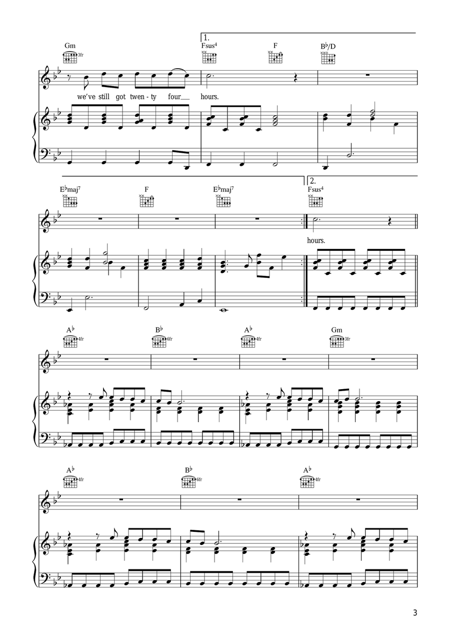 Twenty Four Hours Twenty Four Hours Piano, Vocal scores gallery preview page 3