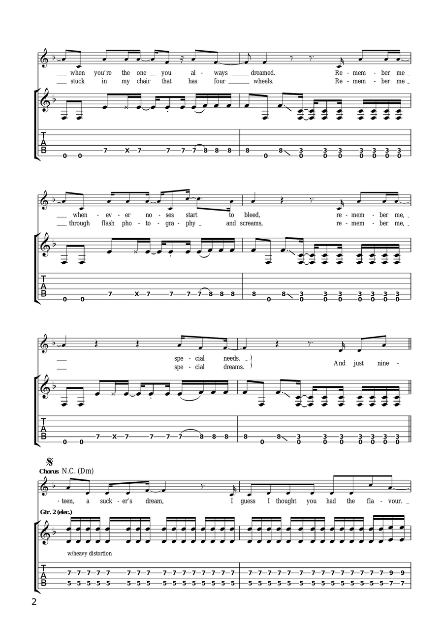 Special Needs Guitar Tablature scores gallery preview page 2