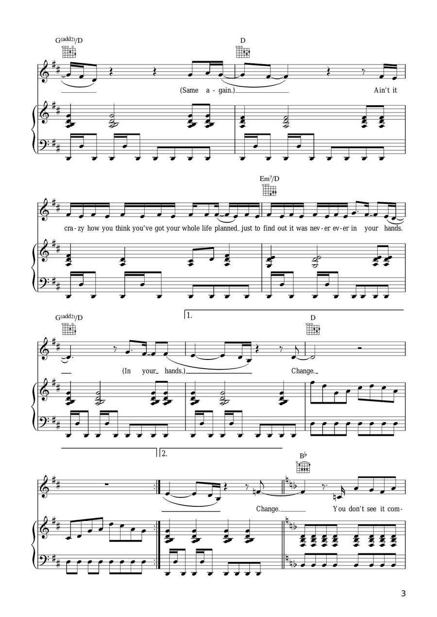Change Change Piano, Vocal scores gallery preview page 3