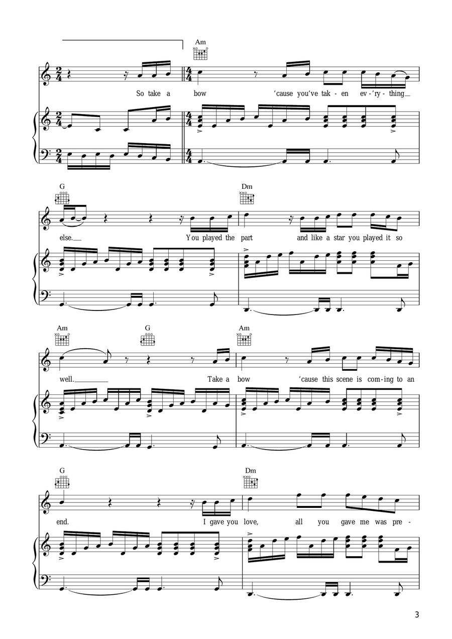 Take A Bow Take A Bow Piano, Vocal scores gallery preview page 3