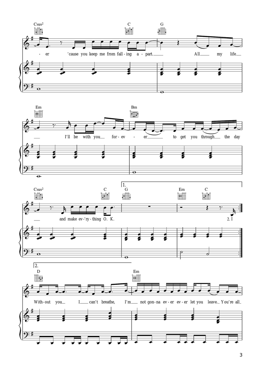 I Will Be I Will Be Piano, Vocal scores gallery preview page 3