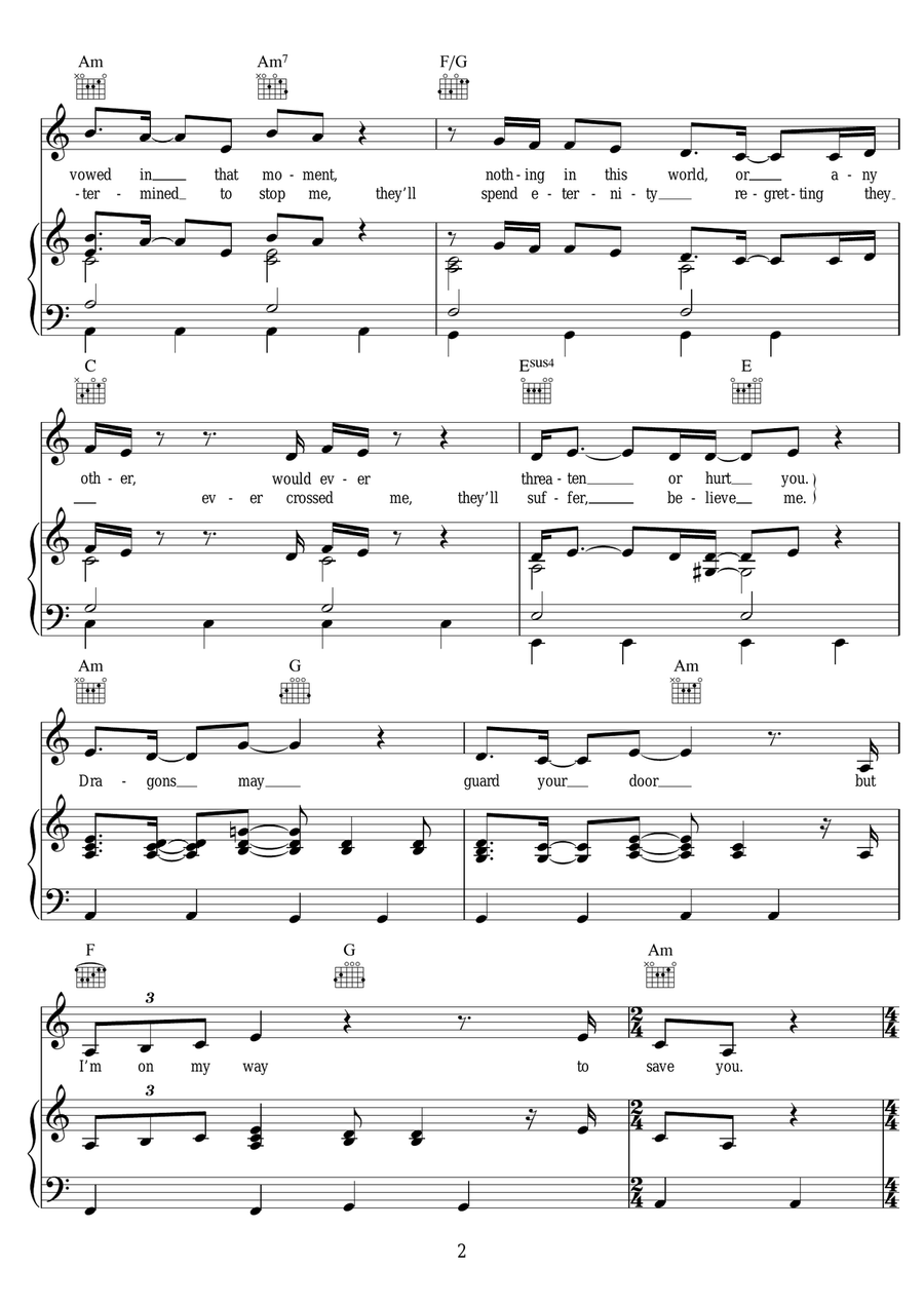 Dragons Piano, Vocal scores gallery preview page 2