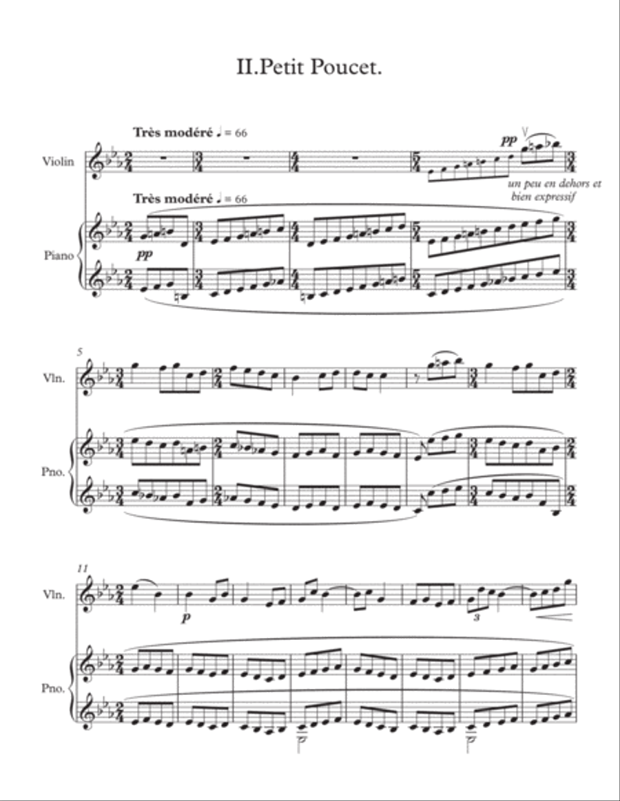 Ma mère l'oye for violin Violin Solo scores gallery preview page 3