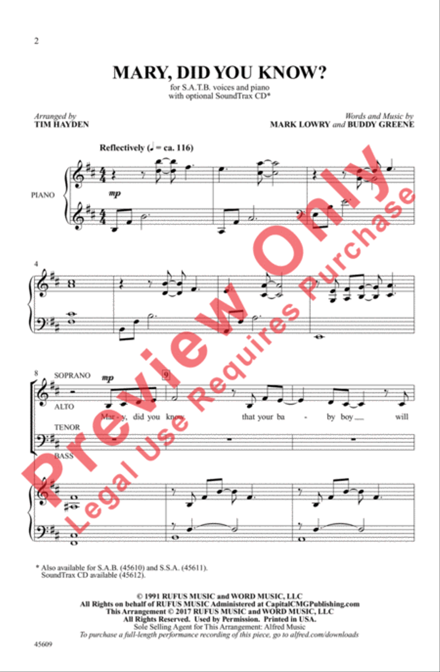 Mary, Did You Know? Mary, Did You Know? 4-Part scores gallery preview page 2