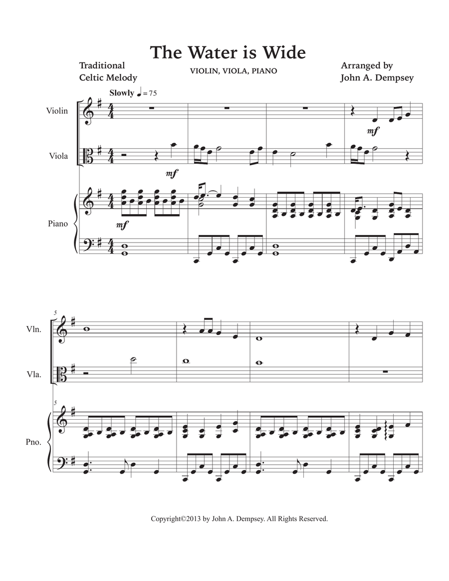 The Water is Wide (Trio for Violin, Viola and Piano) Small Ensemble scores gallery preview page 5