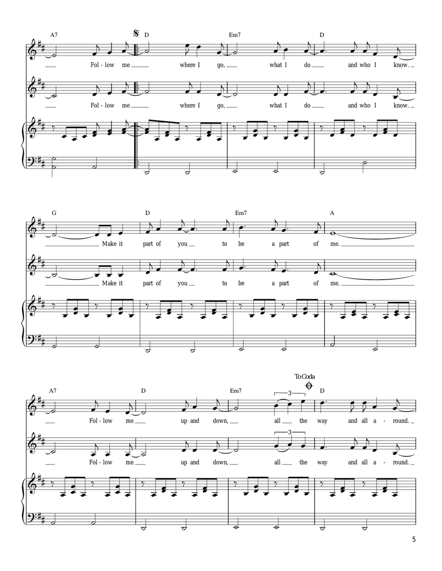 Follow Me Follow Me Vocal Duet scores gallery preview page 2
