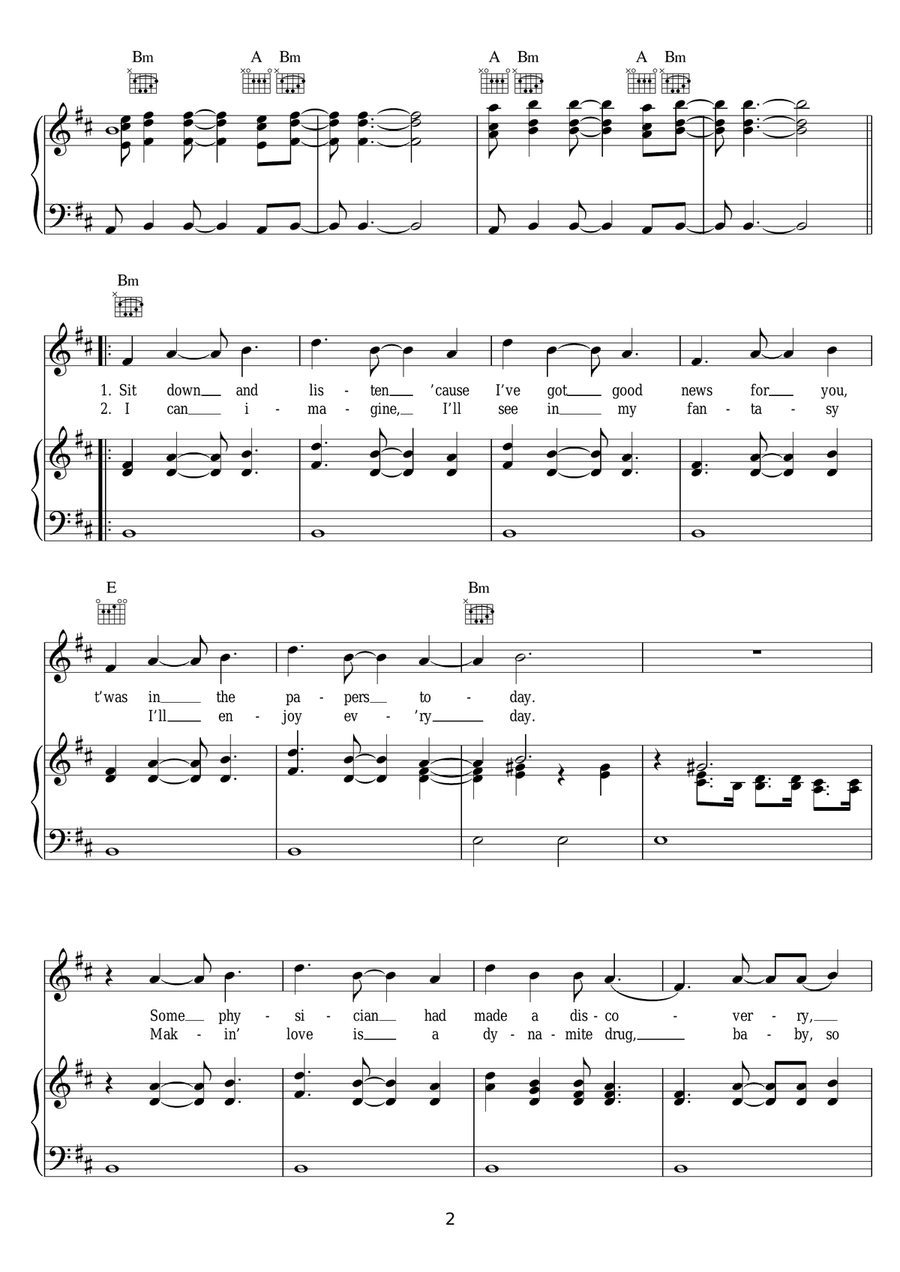 Lovers (Live A Little Longer) Piano, Vocal scores gallery preview page 2