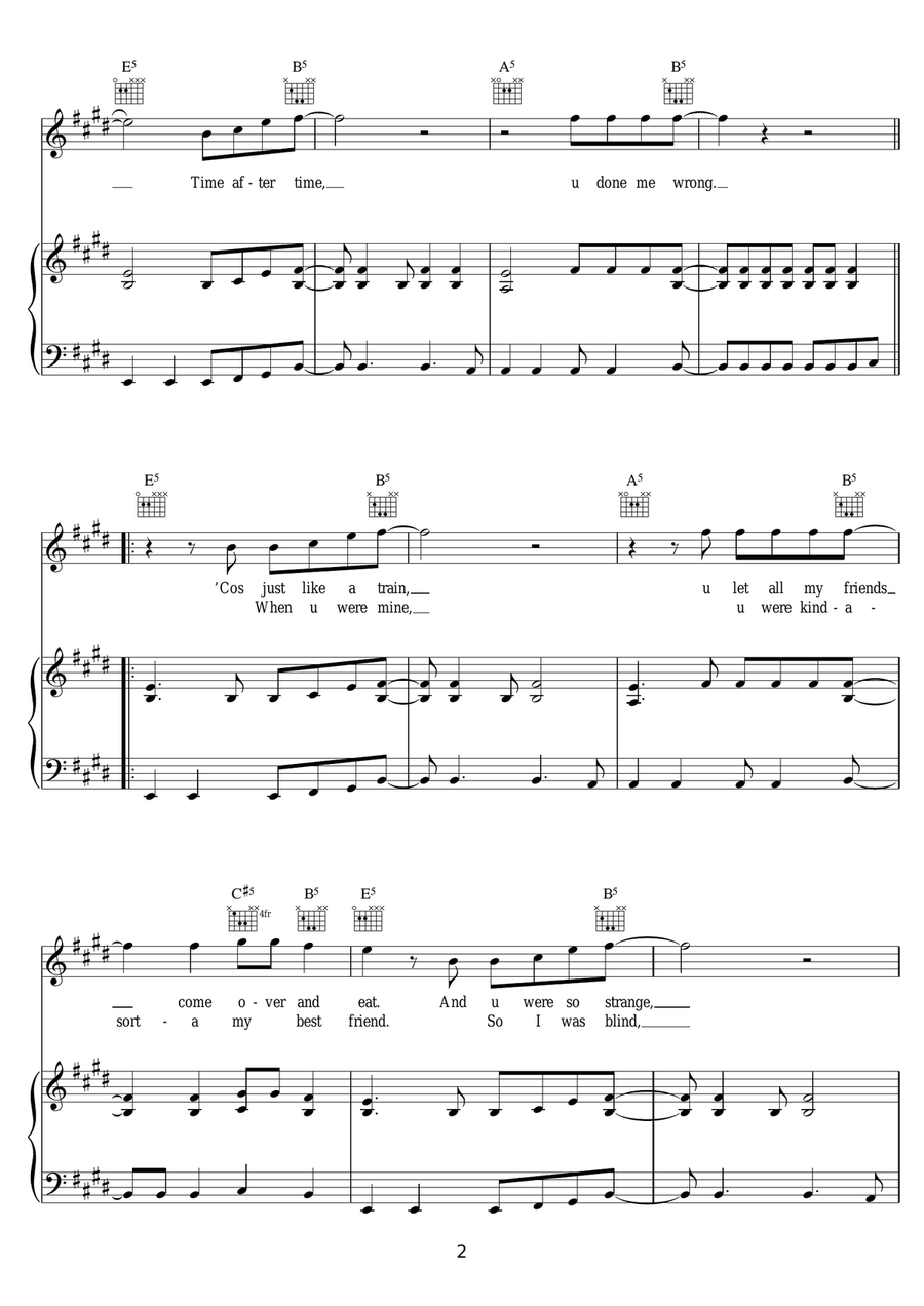 When U Were Mine by Prince Piano, Vocal - Digital Sheet Music page 2