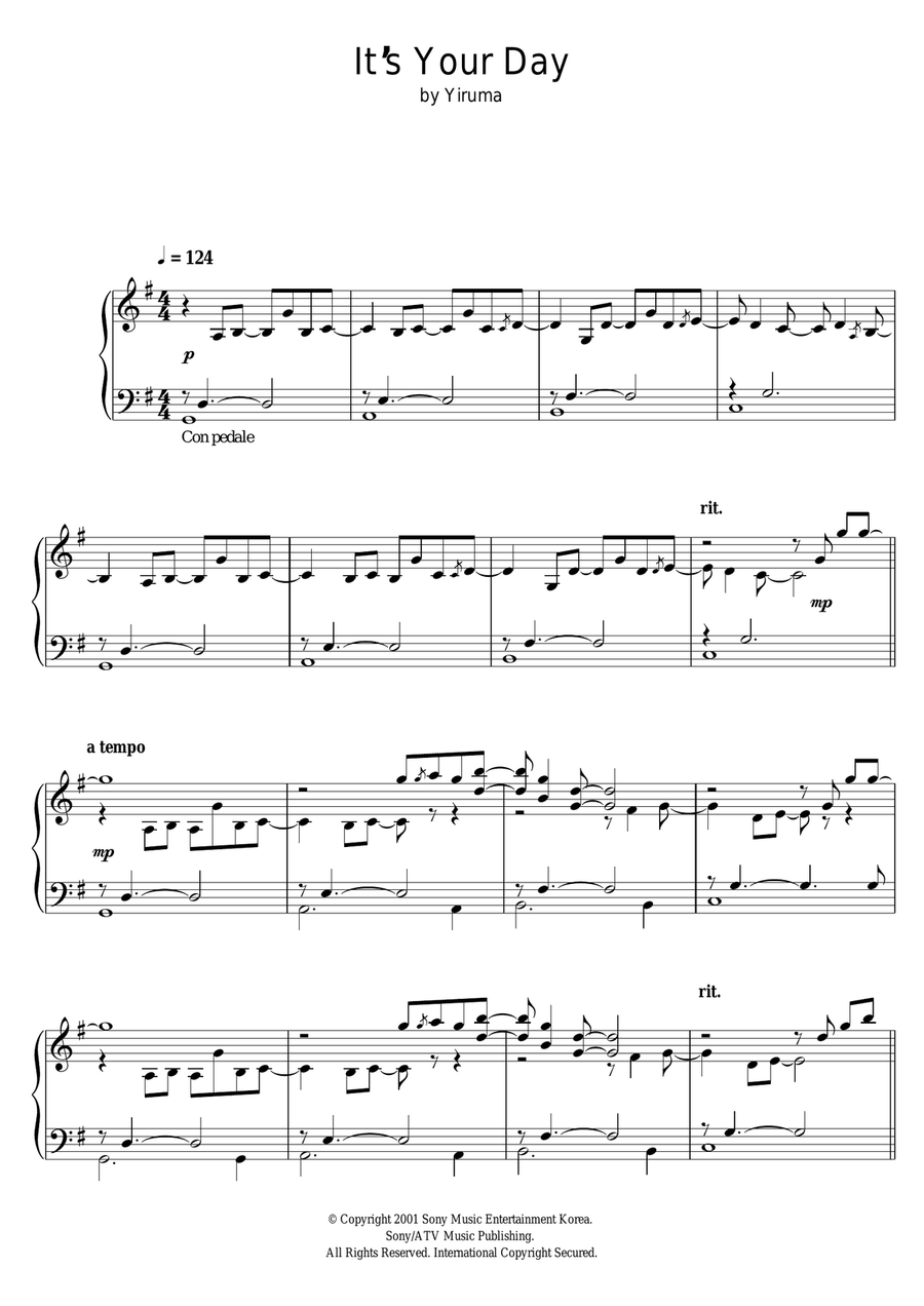 It's Your Day It's Your Day Piano Solo scores gallery preview page 1