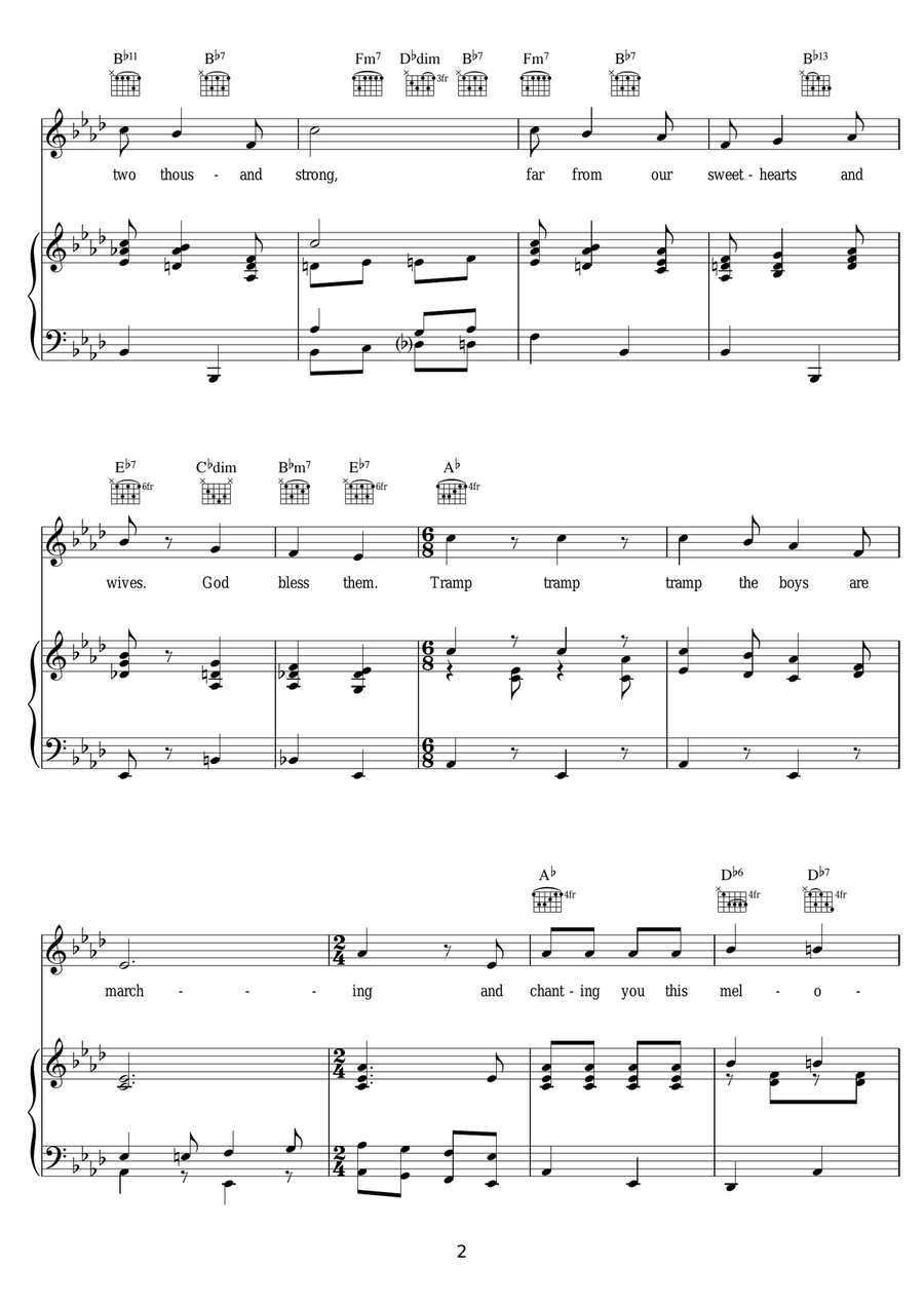 We Are The Sons Of The Desert Piano, Vocal scores gallery preview page 2