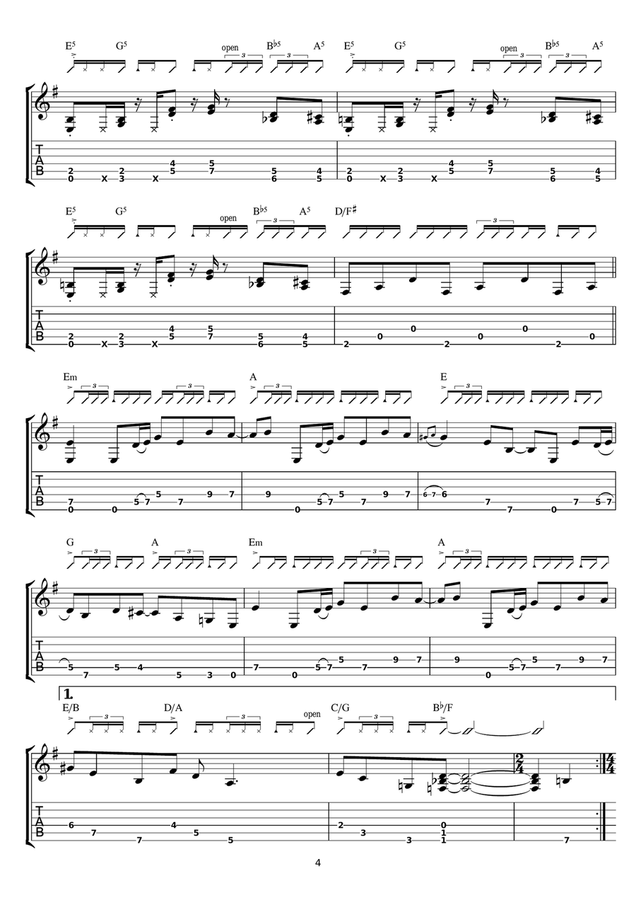 Misty Moses Misty Moses Guitar Tablature scores gallery preview page 4