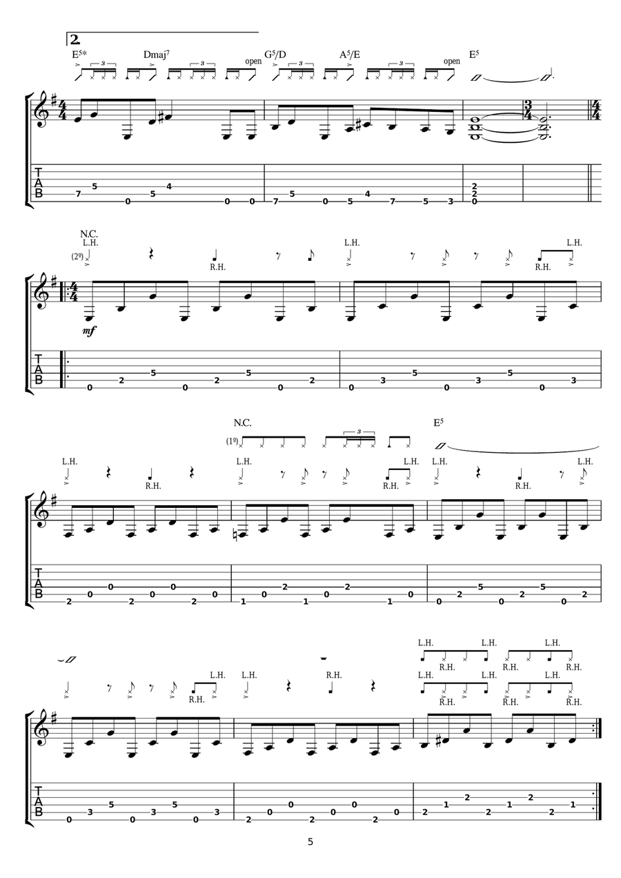 Misty Moses Misty Moses Guitar Tablature scores gallery preview page 5