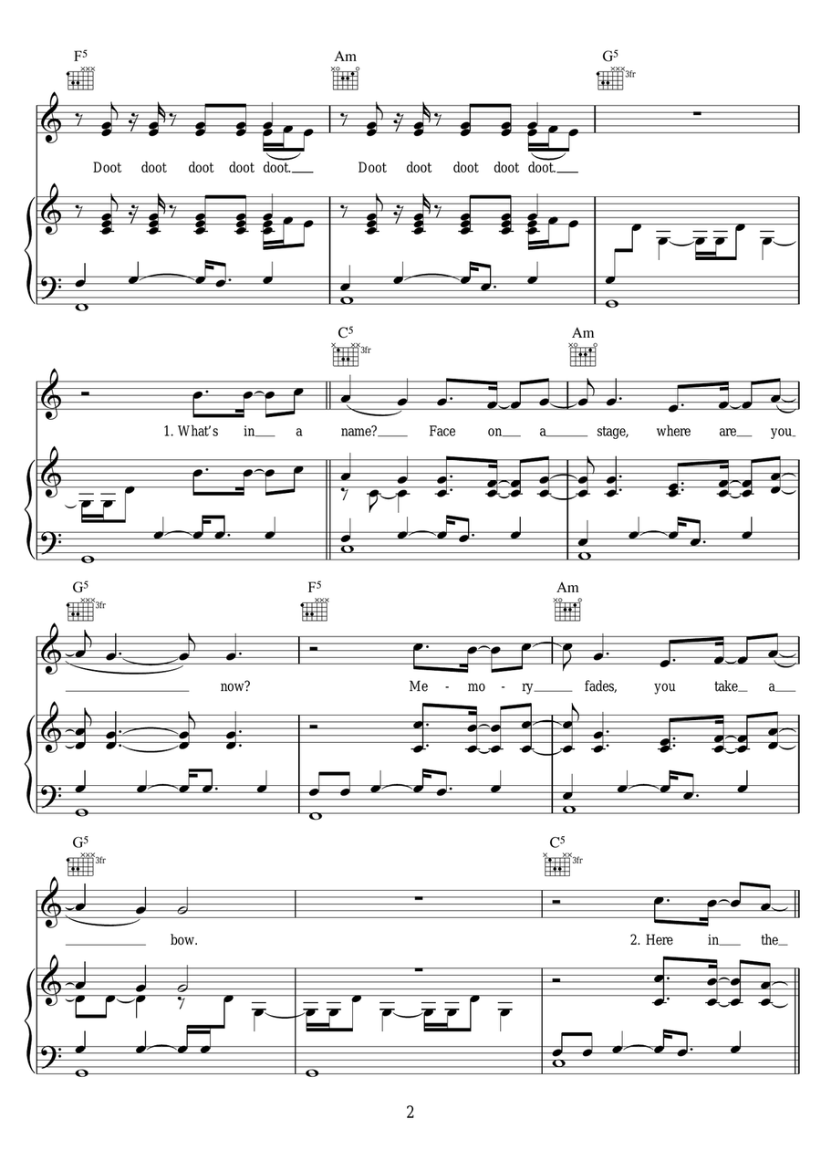 Doot Doot Doot Doot Piano, Vocal scores gallery preview page 2