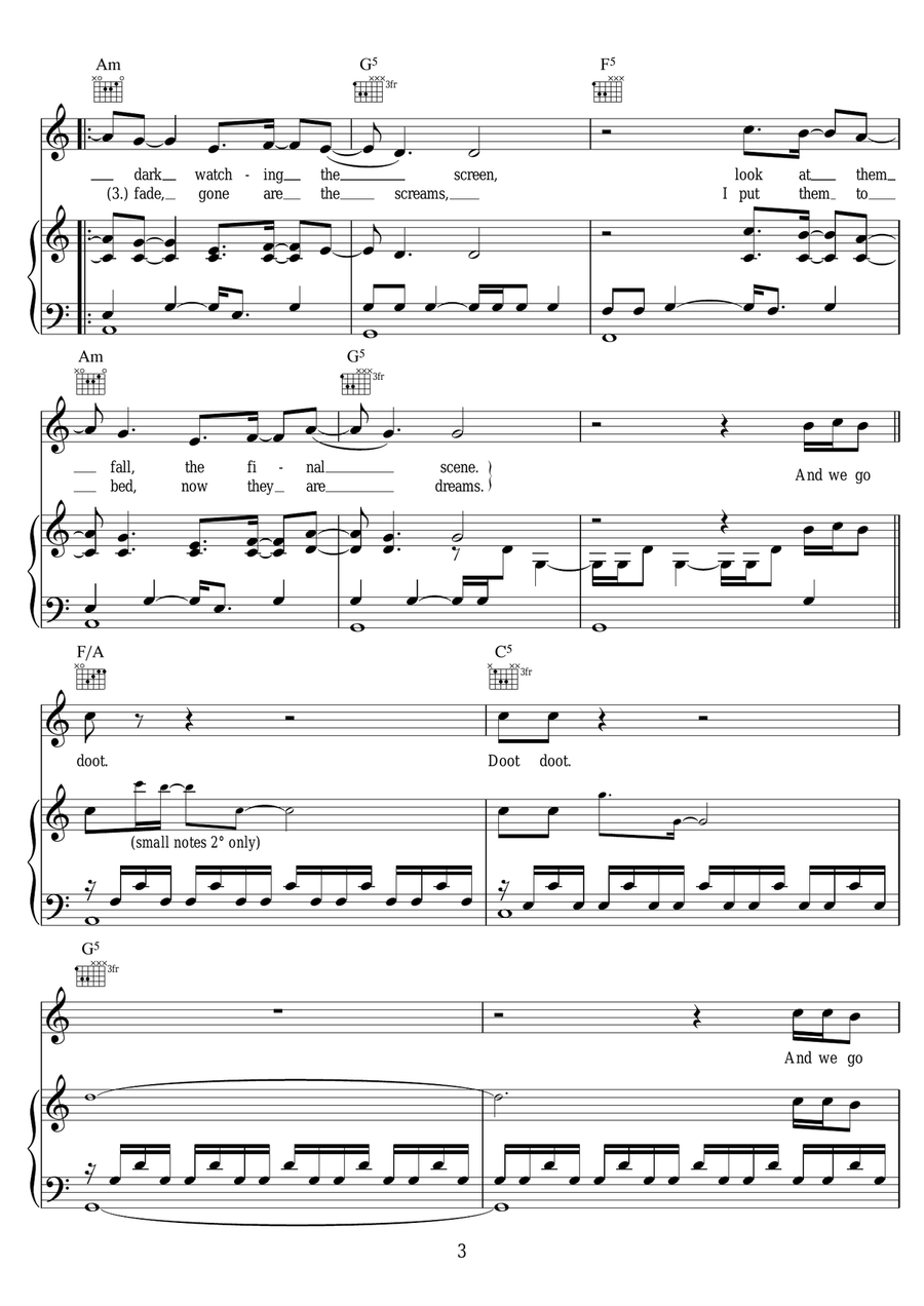 Doot Doot Doot Doot Piano, Vocal scores gallery preview page 3