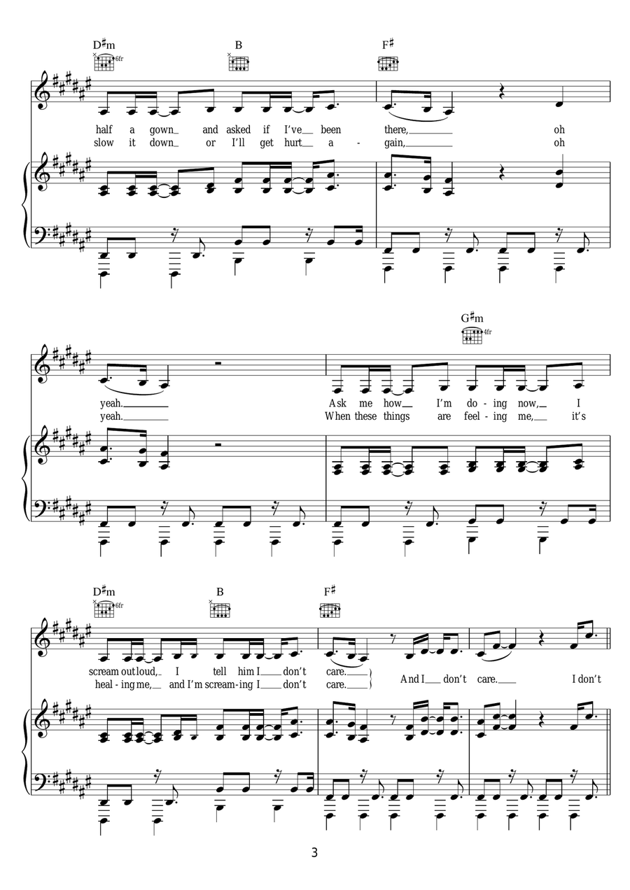 I Don't Care I Don't Care Piano, Vocal scores gallery preview page 3