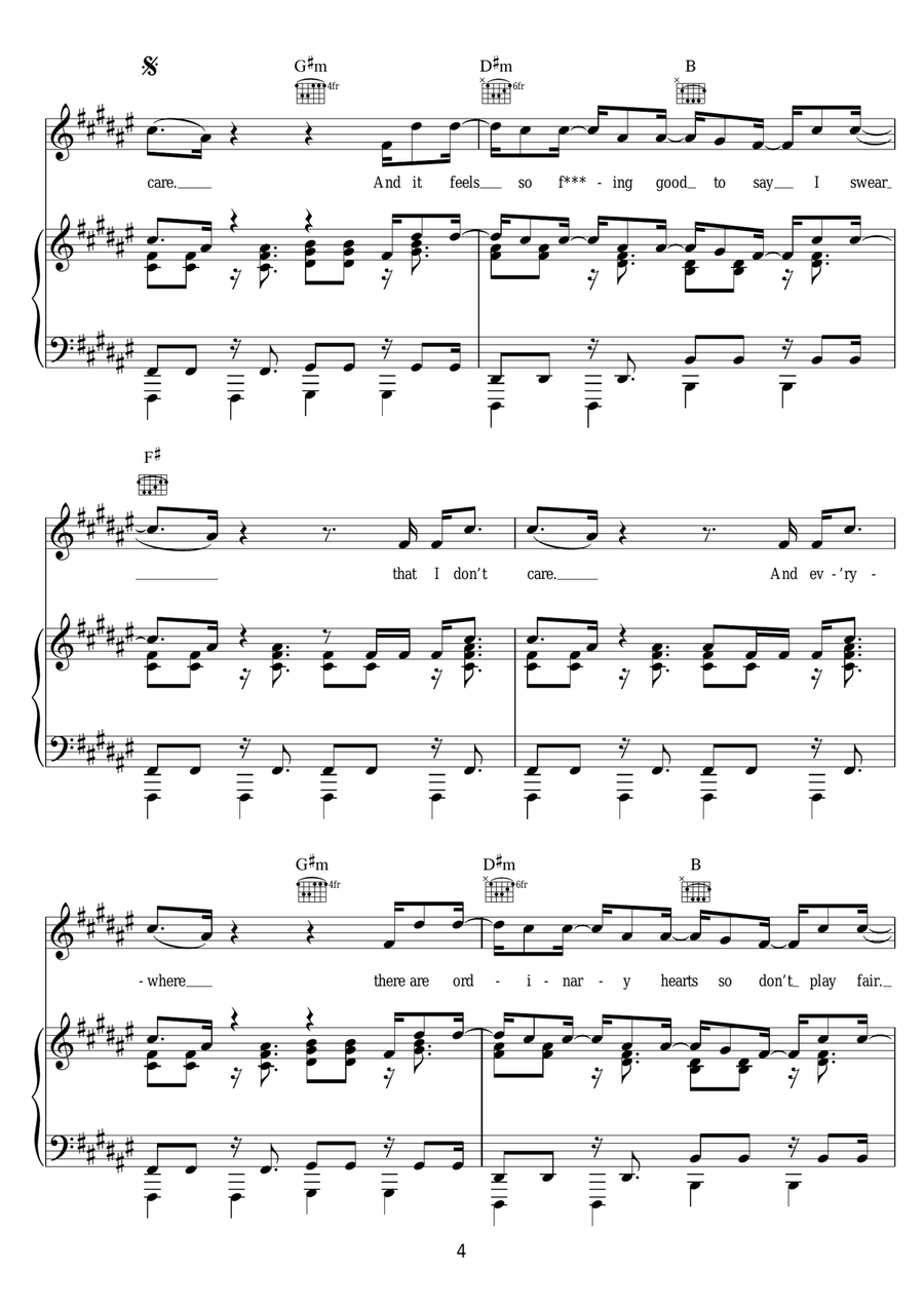 I Don't Care I Don't Care Piano, Vocal scores gallery preview page 4