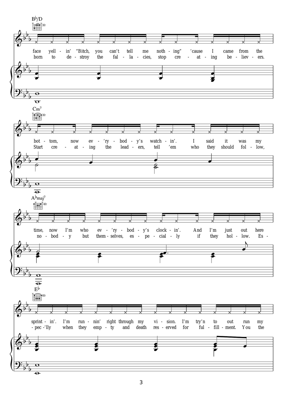 Battle Cry (featuring Sia) Piano, Vocal scores gallery preview page 3