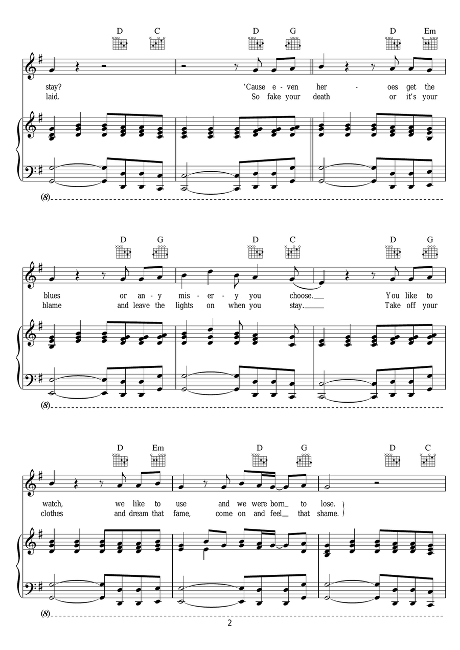 Fake Your Death Fake Your Death Piano, Vocal scores gallery preview page 2