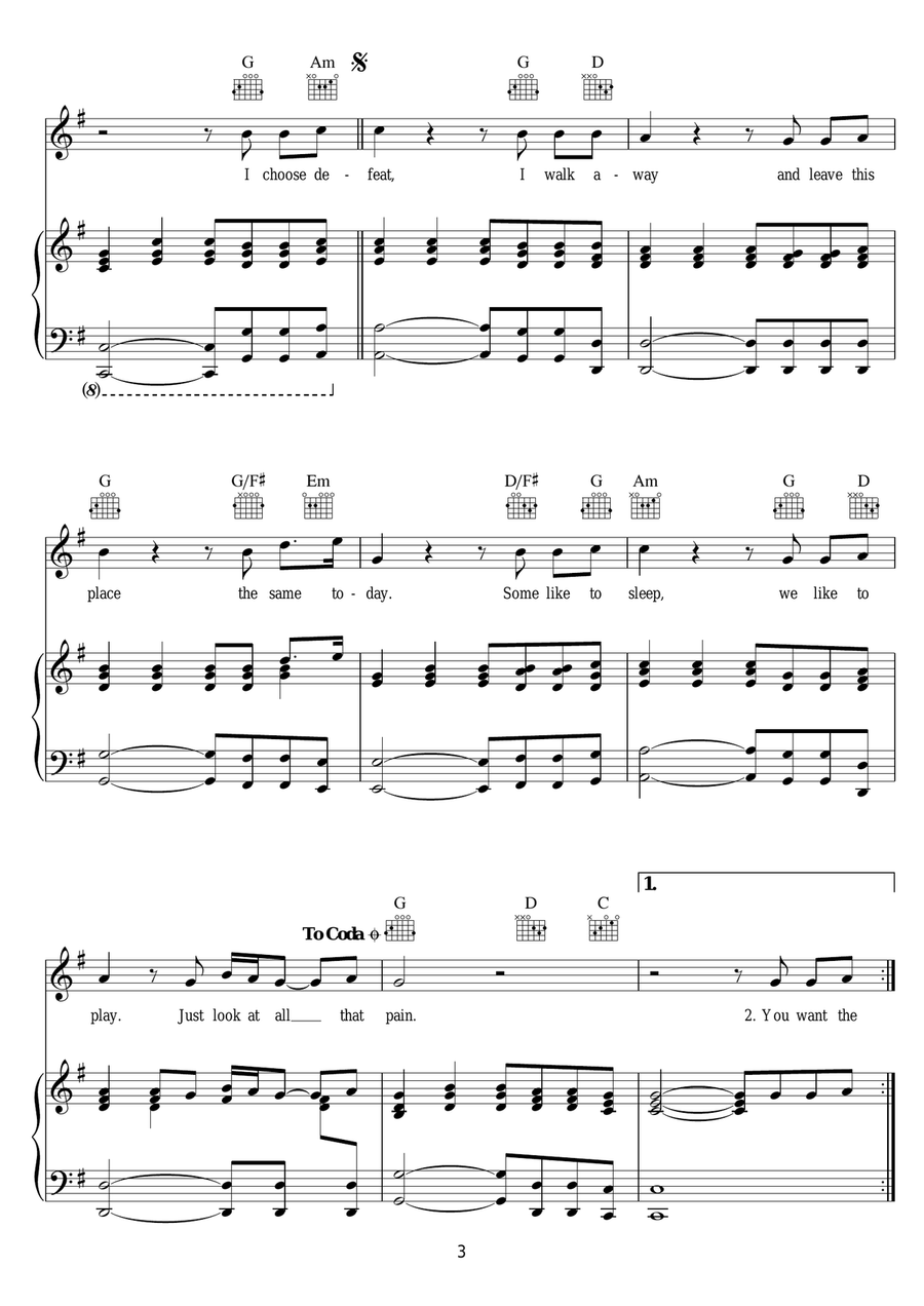Fake Your Death Fake Your Death Piano, Vocal scores gallery preview page 3