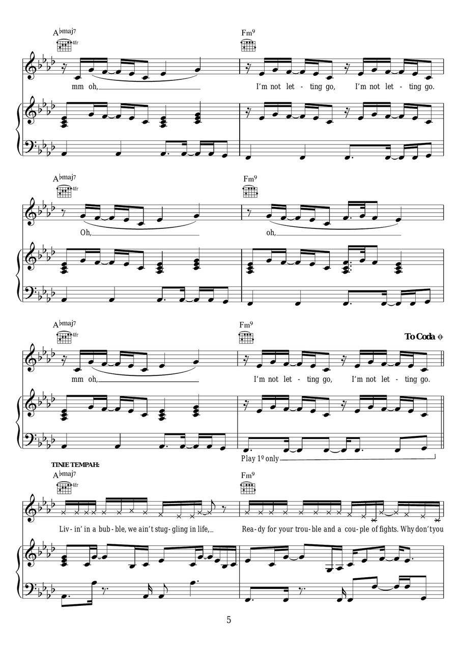 Not Letting Go (featuring Jess Glynne) Piano, Vocal scores gallery preview page 5