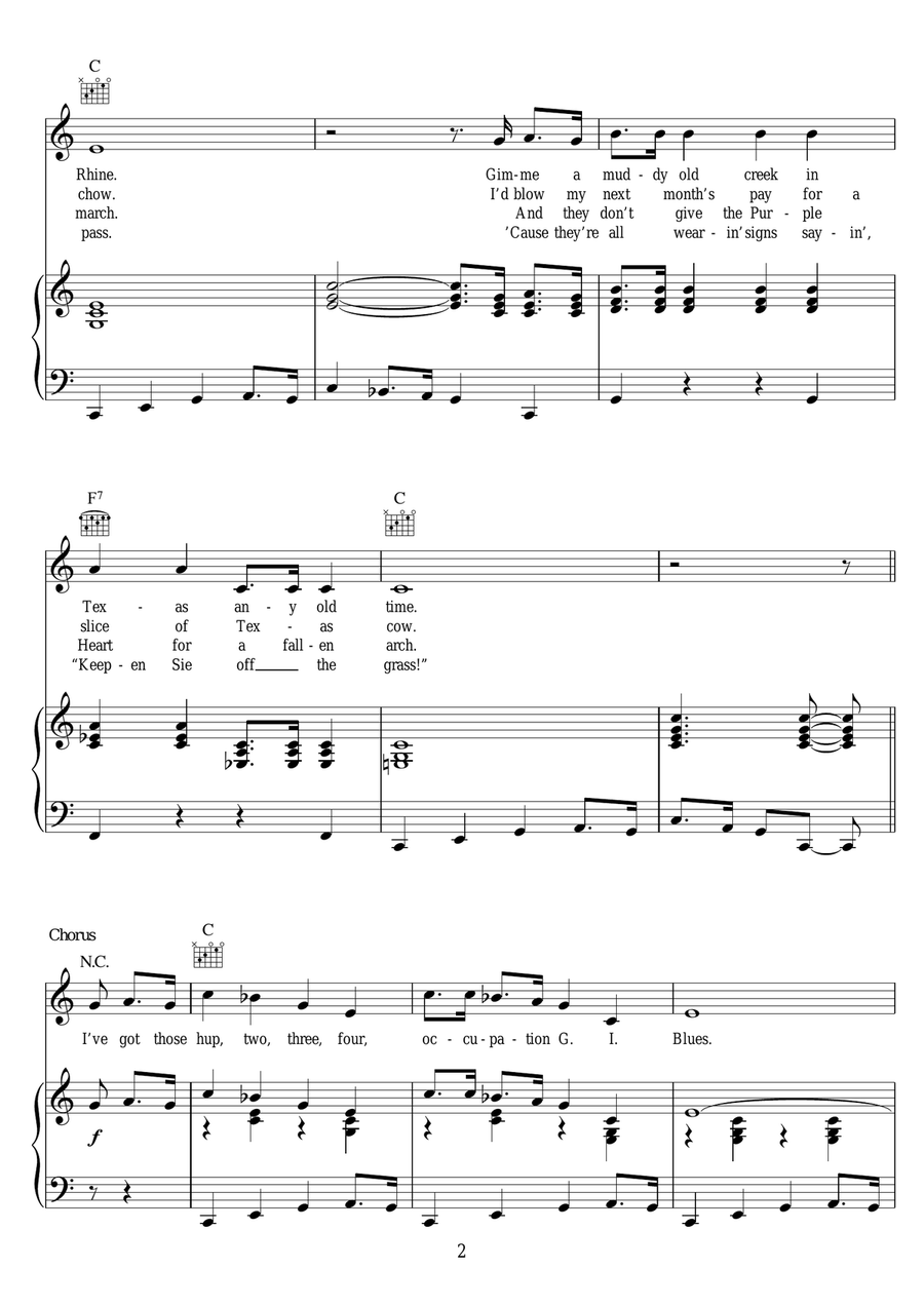G.I. Blues G.I. Blues Piano, Vocal scores gallery preview page 2
