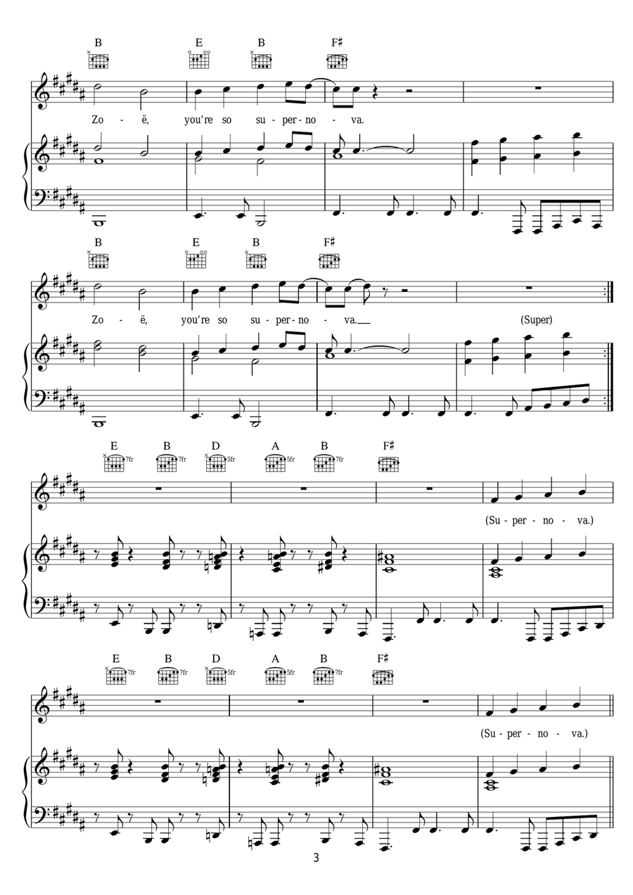 Supernova Supernova Piano, Vocal scores gallery preview page 3