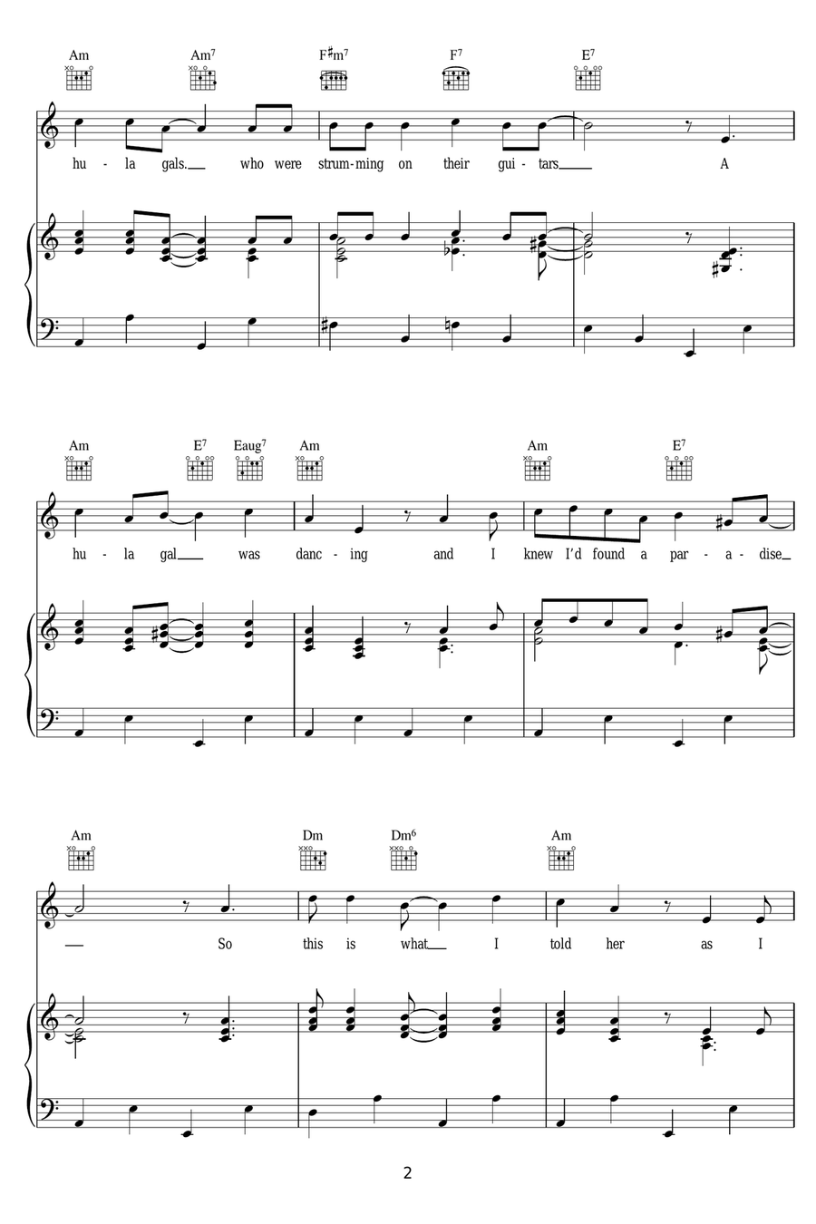 Honolulu Baby Honolulu Baby Piano, Vocal scores gallery preview page 2
