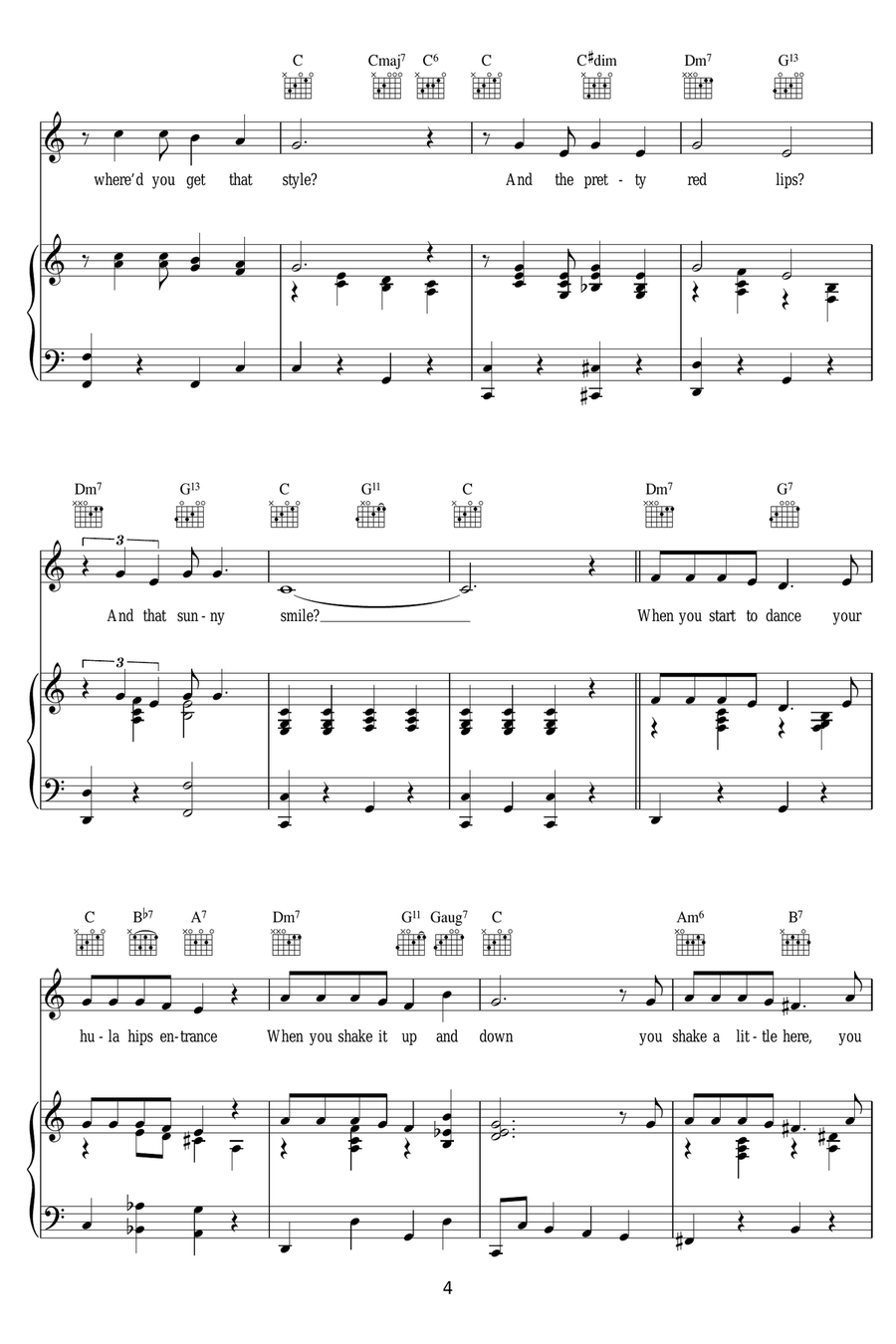 Honolulu Baby Honolulu Baby Piano, Vocal scores gallery preview page 4